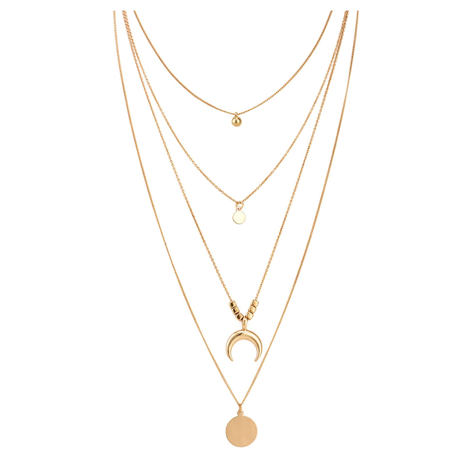 Layered Bar Necklace with Charm & Sequins - Gold Pendant Collar Necklace for Women & Girls | Elegant Fashion Jewelry Gift for Birthday, Anniversary & Special Occasions
