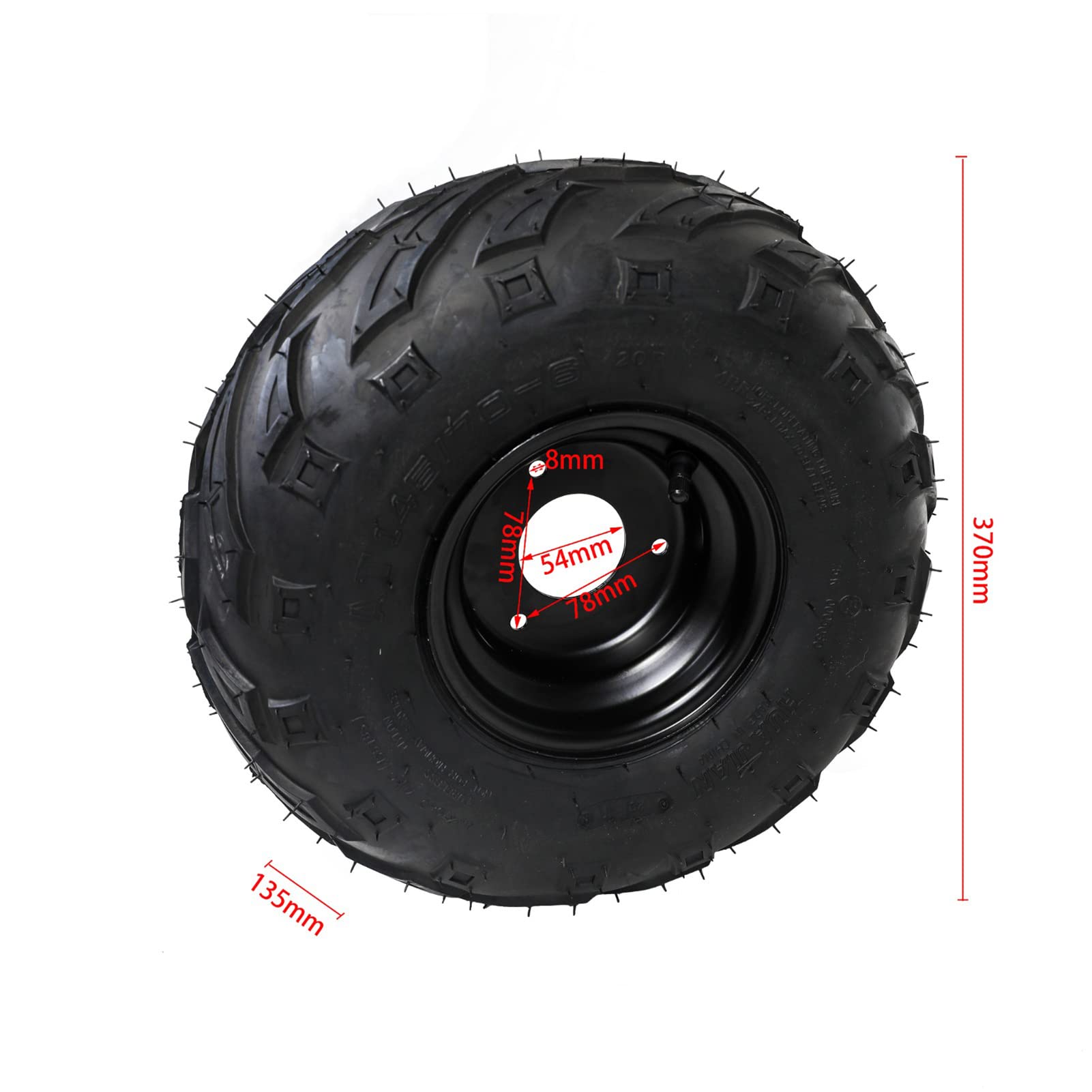 145/70-6 ATV Lawn Tires & Wheel Rim Assembly - Heavy Duty Mini Buggy & Mower Bike Tires (2 Pack) - Perfect for Off-Road, Yard Work & Small Utility Vehicles