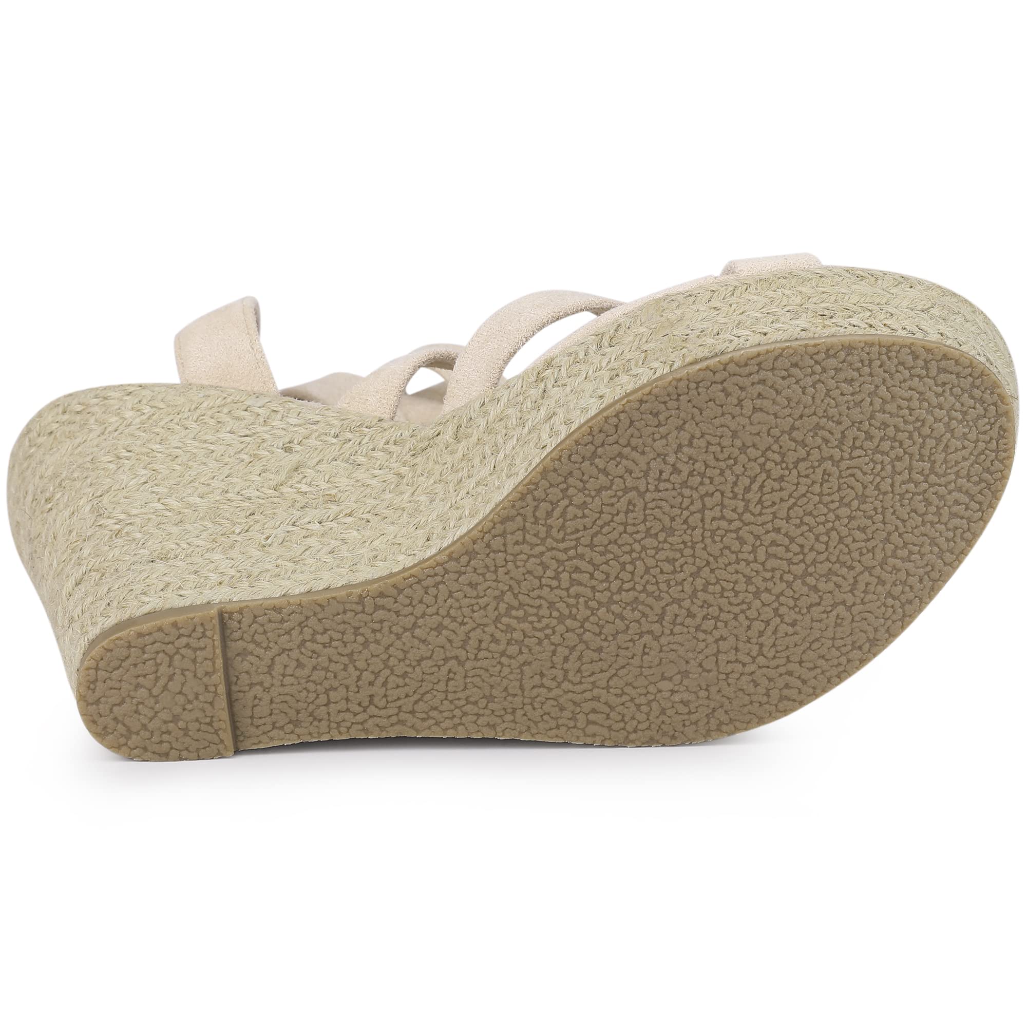 Allegra K Women's Lace Up Espadrille Wedge Sandals with Platform Heel - Comfortable Summer Casual Shoes for Beach, Party & Outdoor Wear