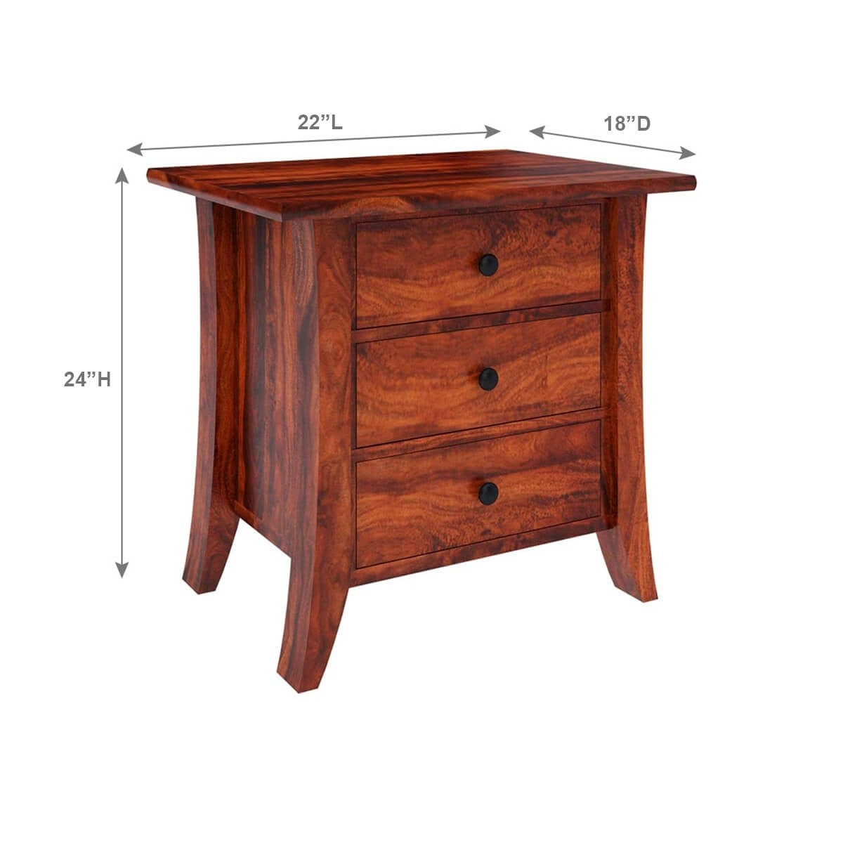 Modern Solid Wood 3-Drawer Nightstand with Sleek Design - Perfect for Bedroom, Living Room & Small Spaces - Georgia Home Decor
