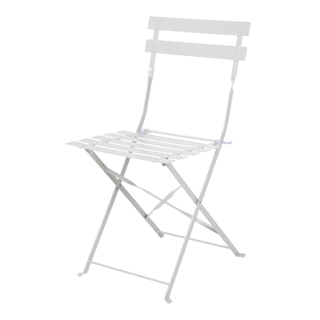 Bolero Grey Pavement Style Steel Folding Chairs - Set of 2, Heavy Duty & Portable for Outdoor Events, Parties, and Patio Use