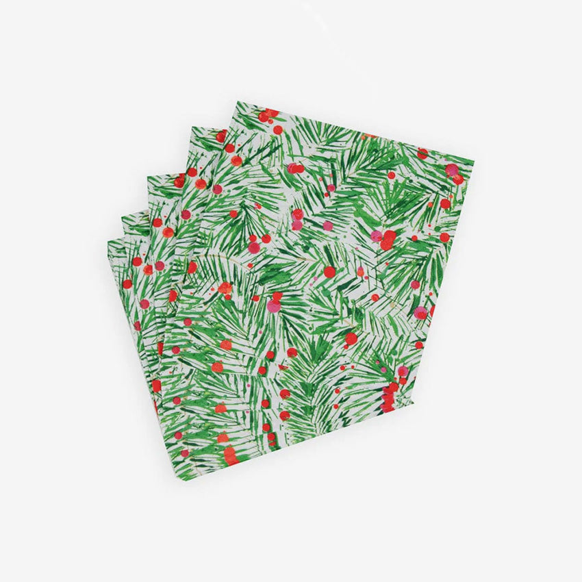 Caspari Modern Pine Napkins - Set of 20 Premium Linen Dinner Napkins for Formal Dining & Holiday Table Decor