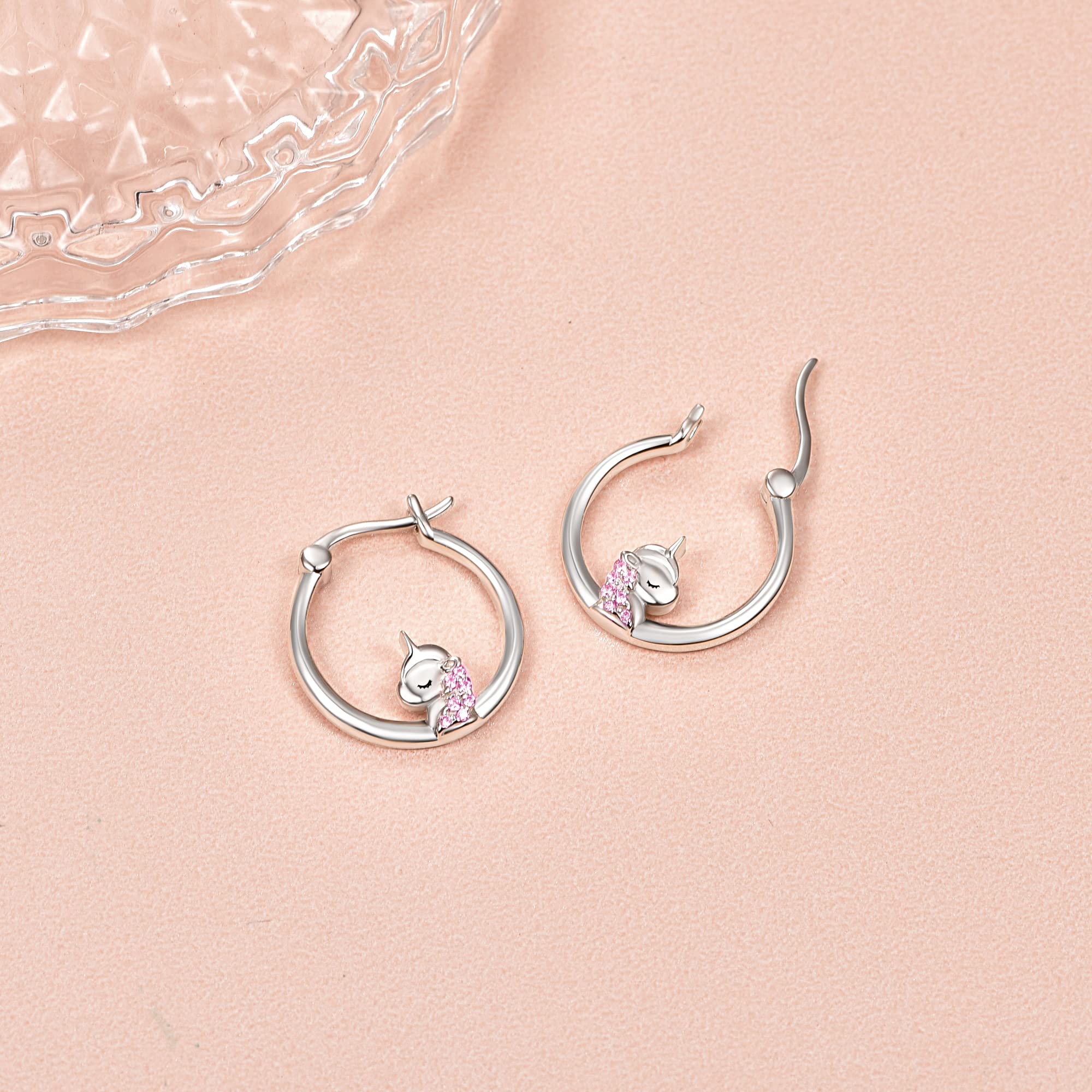 Dreamy Unicorn Hoop Earrings for Women - 925 Sterling Silver Huggie Hoops | Cute Unicorn Jewelry for Birthday Party Gifts | Perfect for Everyday Wear, Date Nights & Special Occasions