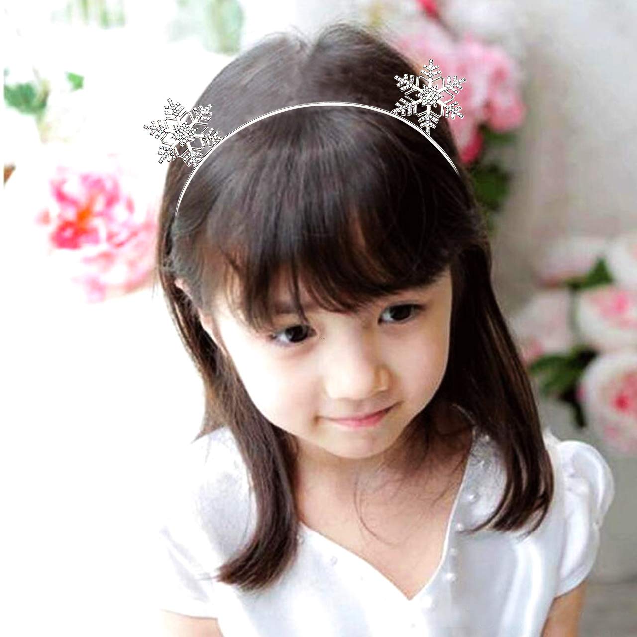 Christmas Reindeer Antler Headbands for Women & Girls - Sparkling Rhinestone Snowflake Hair Hoop with Crystal Deer Horn Hair Accessories (Silver) | Perfect for Holiday Parties, Festive Photos & Christmas Costumes