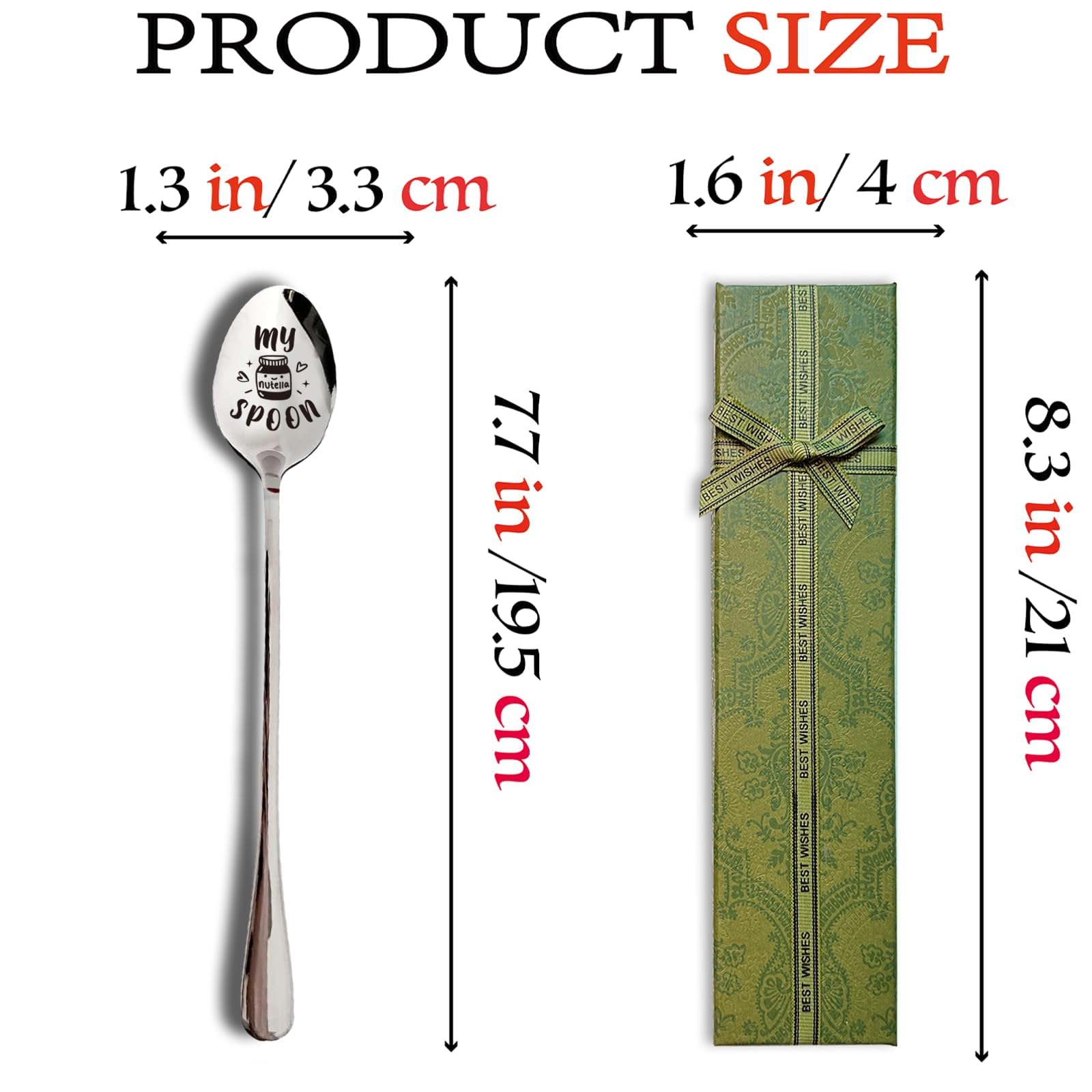 Stainless Steel Nutella Spoon - Perfect for Desserts, Cakes & Spreads - Unique Gift for Women, Men & Nutella Lovers - Birthday, Christmas, Thanksgiving, Graduation & Housewarming Present - Ideal for Kitchens, Picnics & Sweet Treat Moments