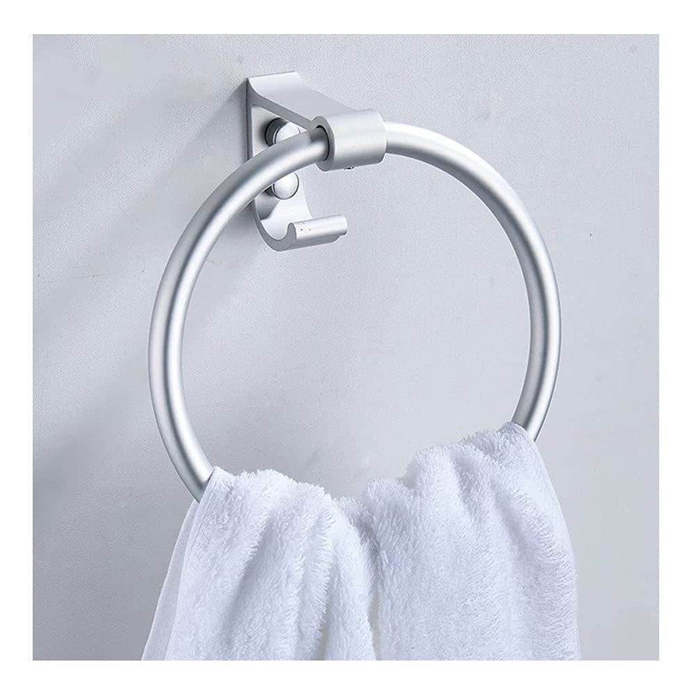 No Drill Adhesive Towel Ring Holder - Rustproof Bathroom Hand Towel Hook & Round Towel Rail Rack for Kitchen, Lavatory, Hotel - Perfect for Small Spaces & Rental Homes
