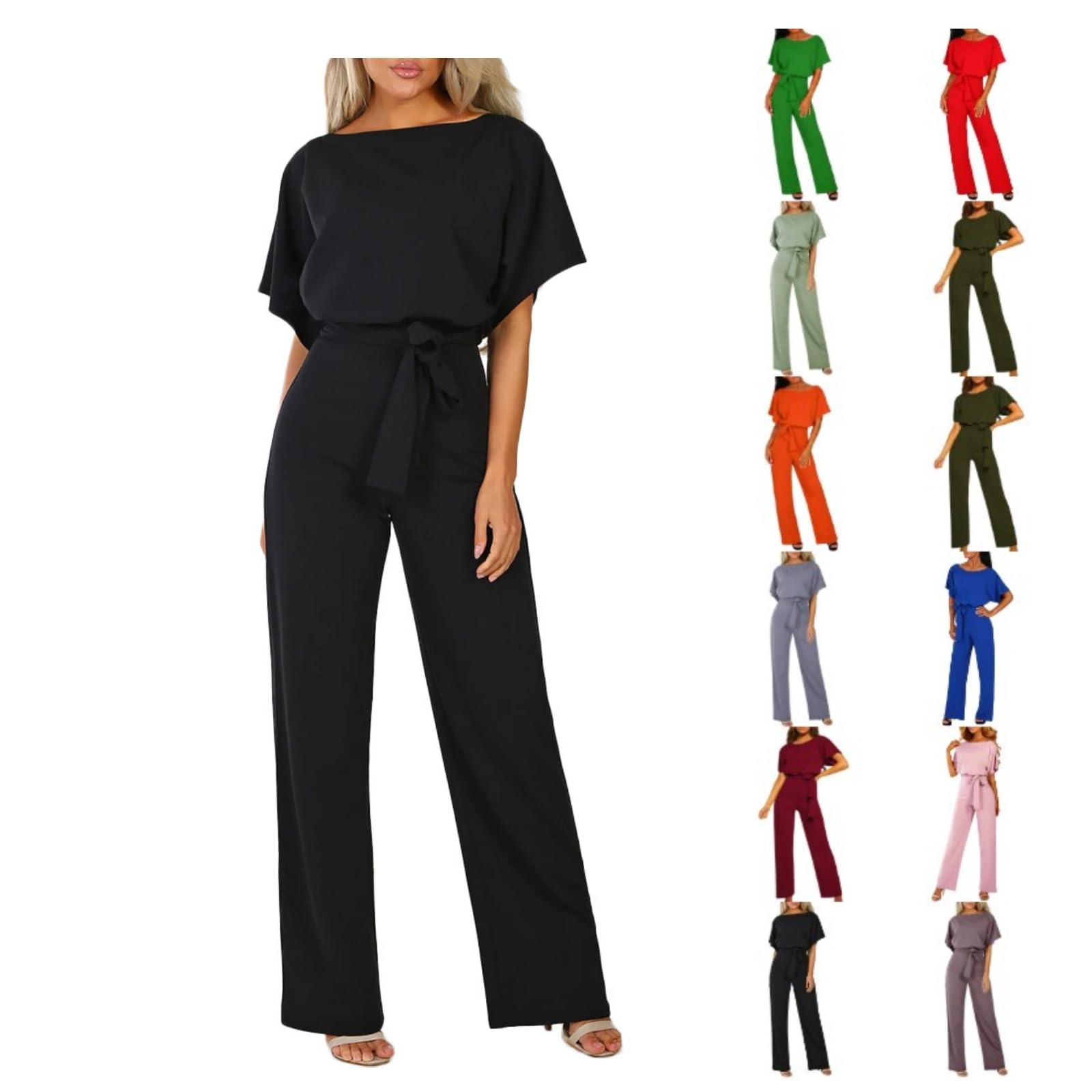 Women's Summer Romper with Sleeves & Long Pants - Casual Sleeveless Wide Leg Jumpsuit | Perfect for Beach Vacations, Outdoor Activities & Fashion Streetwear