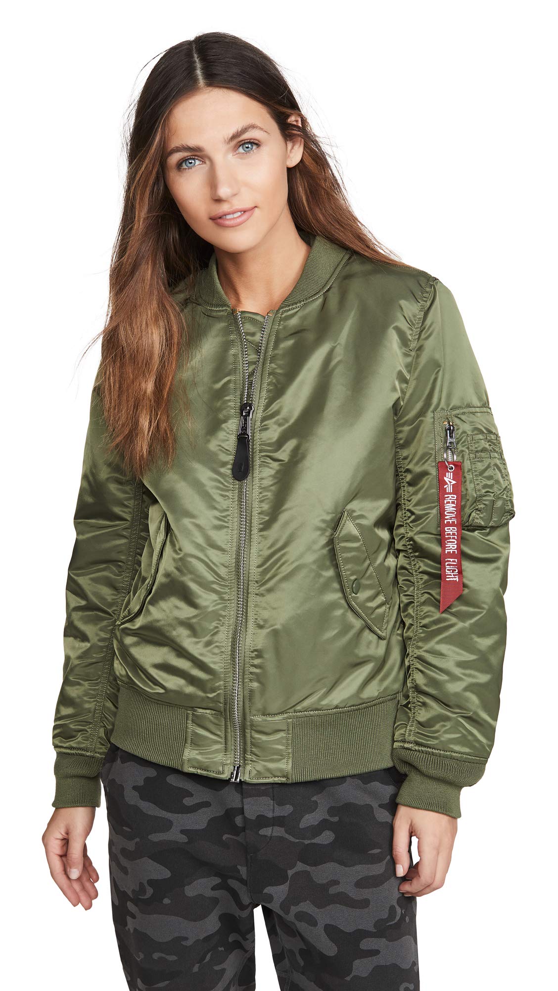 Alpha Industries Women's MA-1 Flight Jacket - Classic Bomber Jacket for Women, Lightweight & Water-Resistant - Perfect for Casual Wear, Travel & Outdoor Adventures