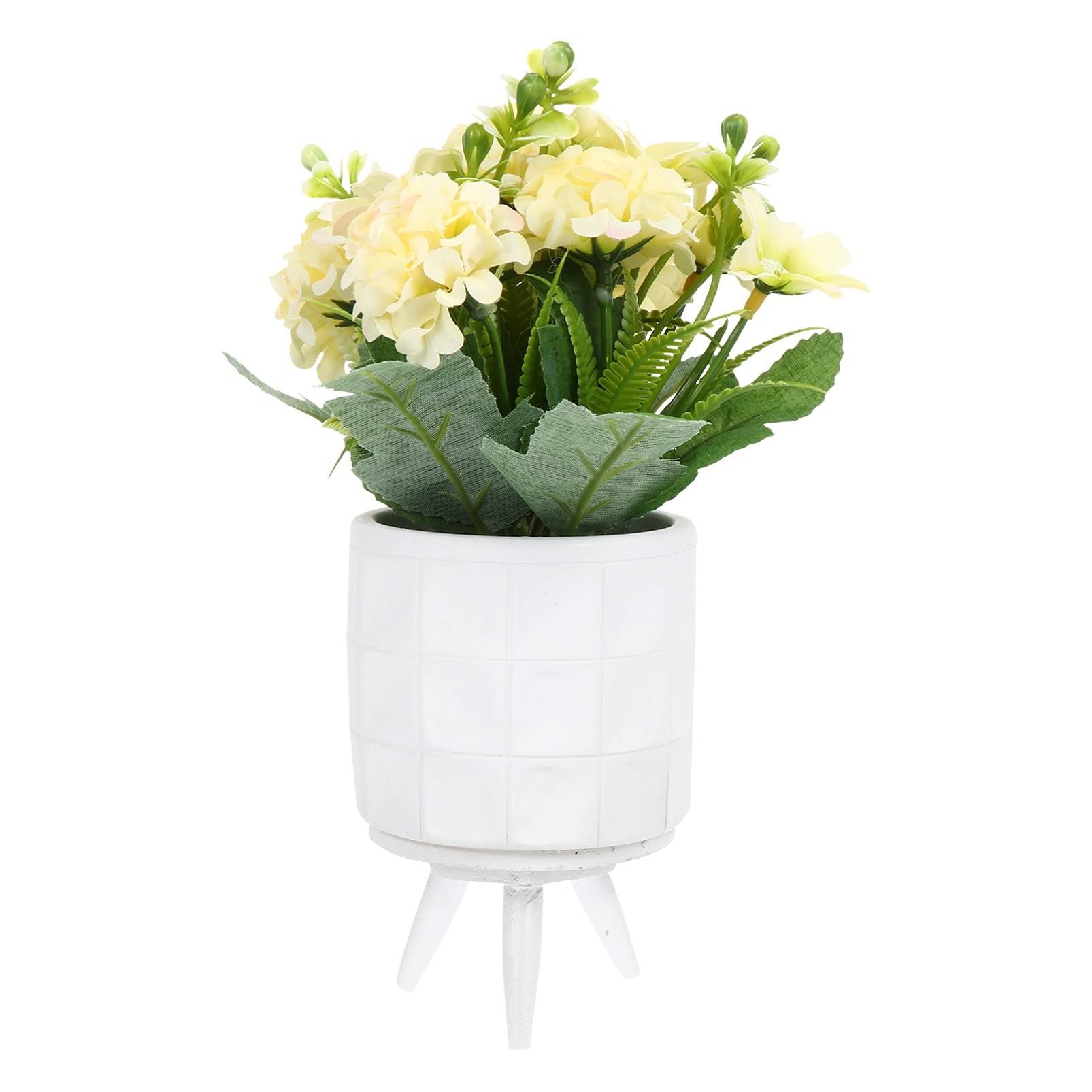 IMIKEYA Artificial Hydrangea Bouquet with Vase - Silk Fake Flower Arrangement for Home, Wedding, Office Table Decor - Light Yellow Hydrangea Centerpiece for Parties, Living Room, Dining Table & Workspace