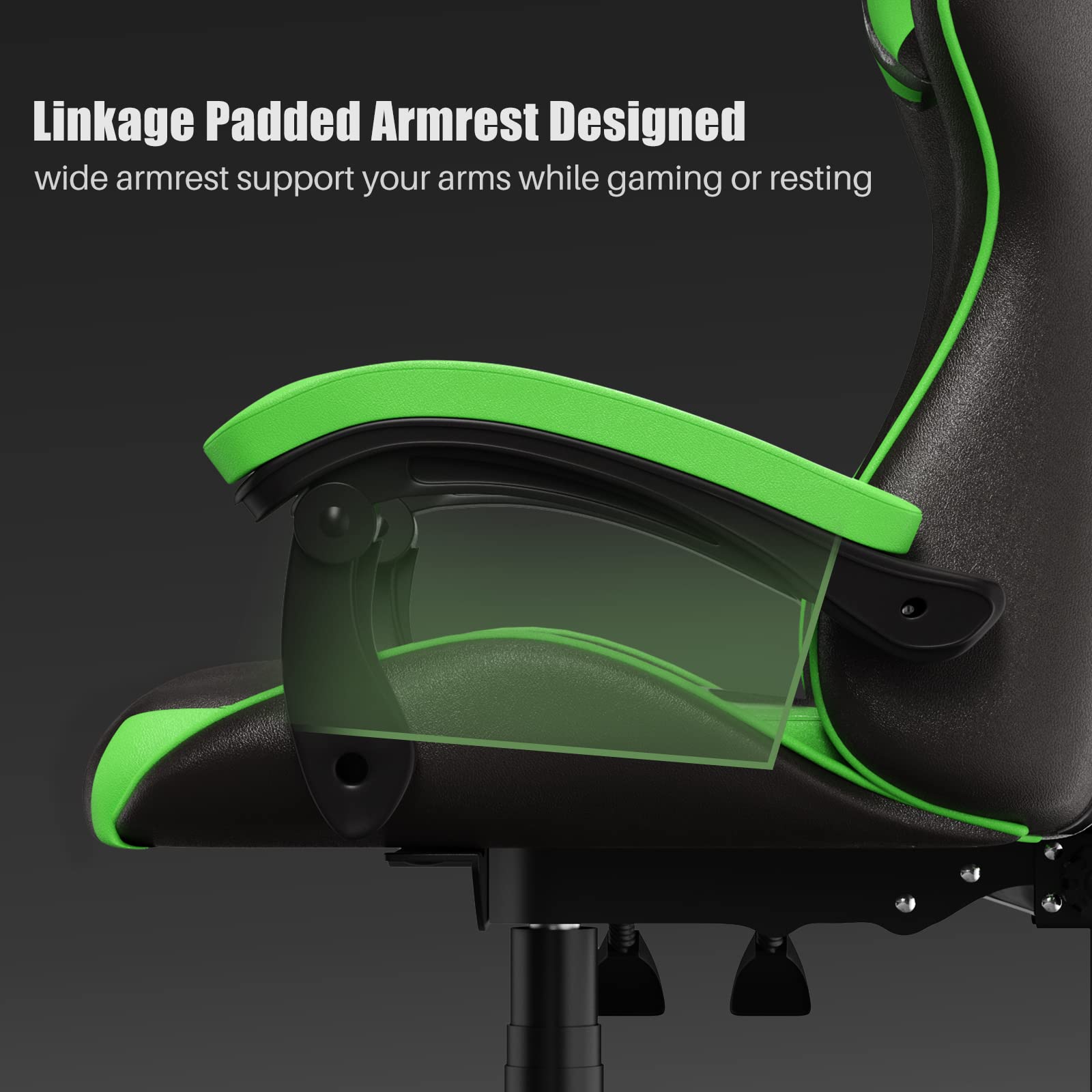 Bigzzia Ergonomic Gaming Chair with Lumbar Support & Headrest Pillow - Racing Style Adjustable Computer Chair for Adults, 360° Swivel Seat - Perfect for PC Gaming, Office Work & Home Use