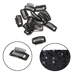 OSEN 12-Piece Hair Patch Clips for Secure Wig Attachment - Black Hair Clips for Men & Women - Perfect for Cosplay, Hair Extensions & Daily Styling