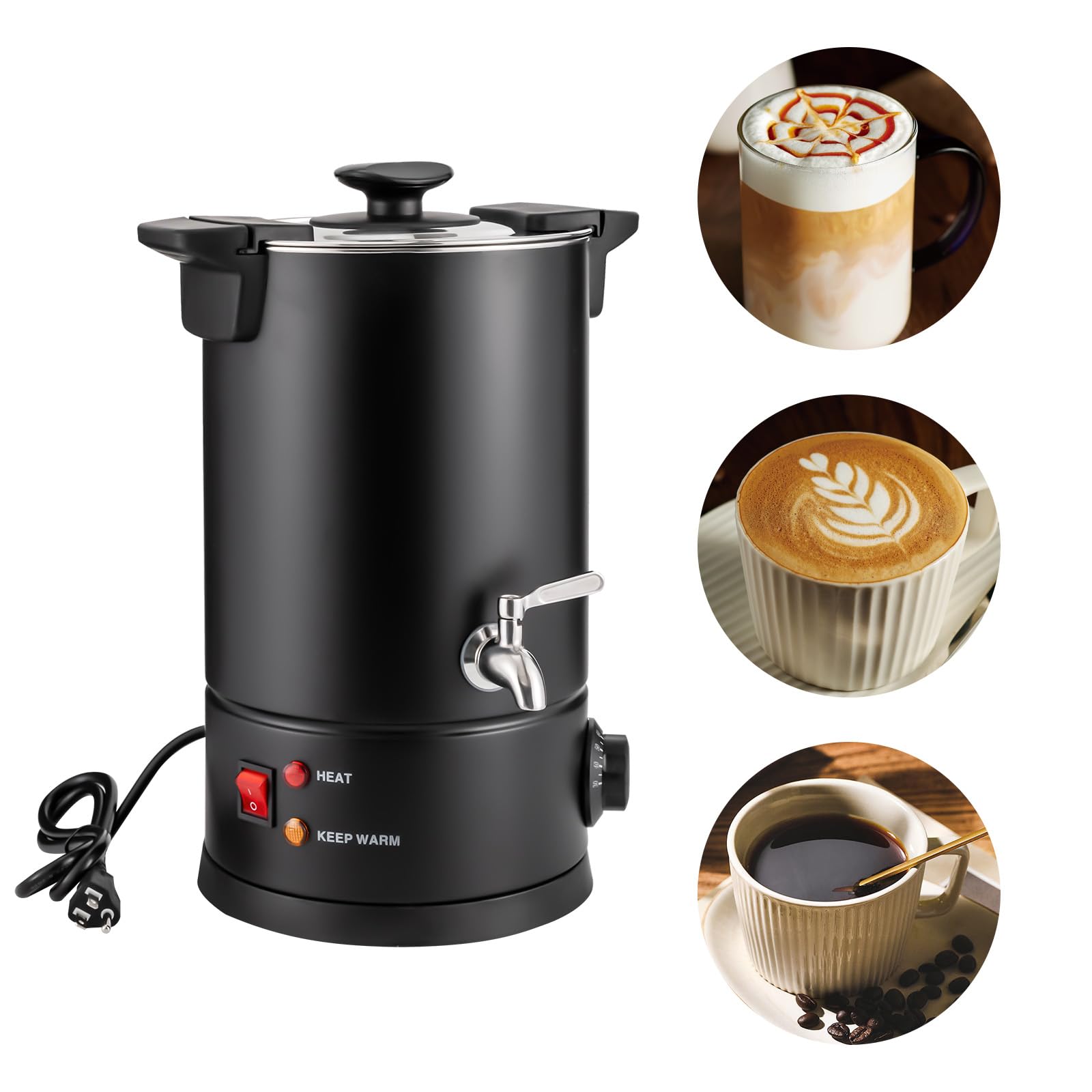 30 Cups Fast Brew Stainless Steel Coffee Urn - 110V 1000W Commercial Coffee Maker - 8L/270Oz Hot Beverage Dispenser with Spigot for Coffee, Tea, Milk, Water & Juice - Perfect for Offices, Restaurants, and Catering Events