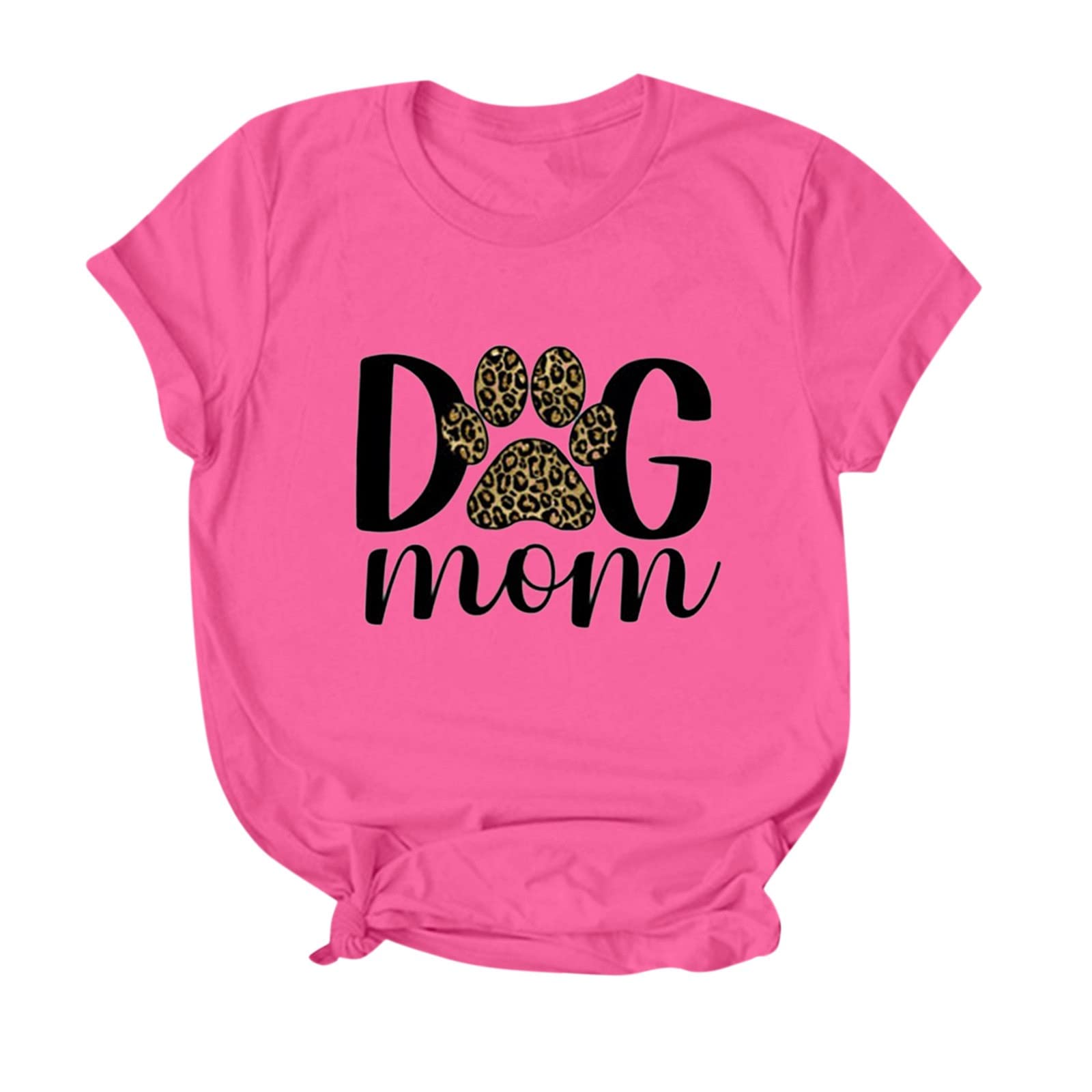 Funny Dog Mom T-Shirt for Women - Cute Leopard Print & Paw Graphic Short Sleeve Top - Perfect Gift for Dog Lovers - Wear to Dog Parks, Vet Visits & Puppy Playdates