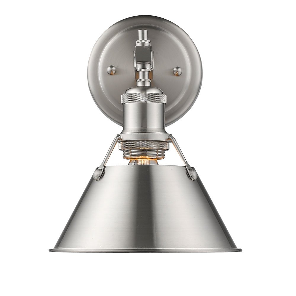 Golden Lighting 3306-BA1 PW Orwell Bathroom Vanity Light Fixture - Pewter Finish with Matching Shade | Perfect for Modern Bathrooms, Powder Rooms & Home Decor