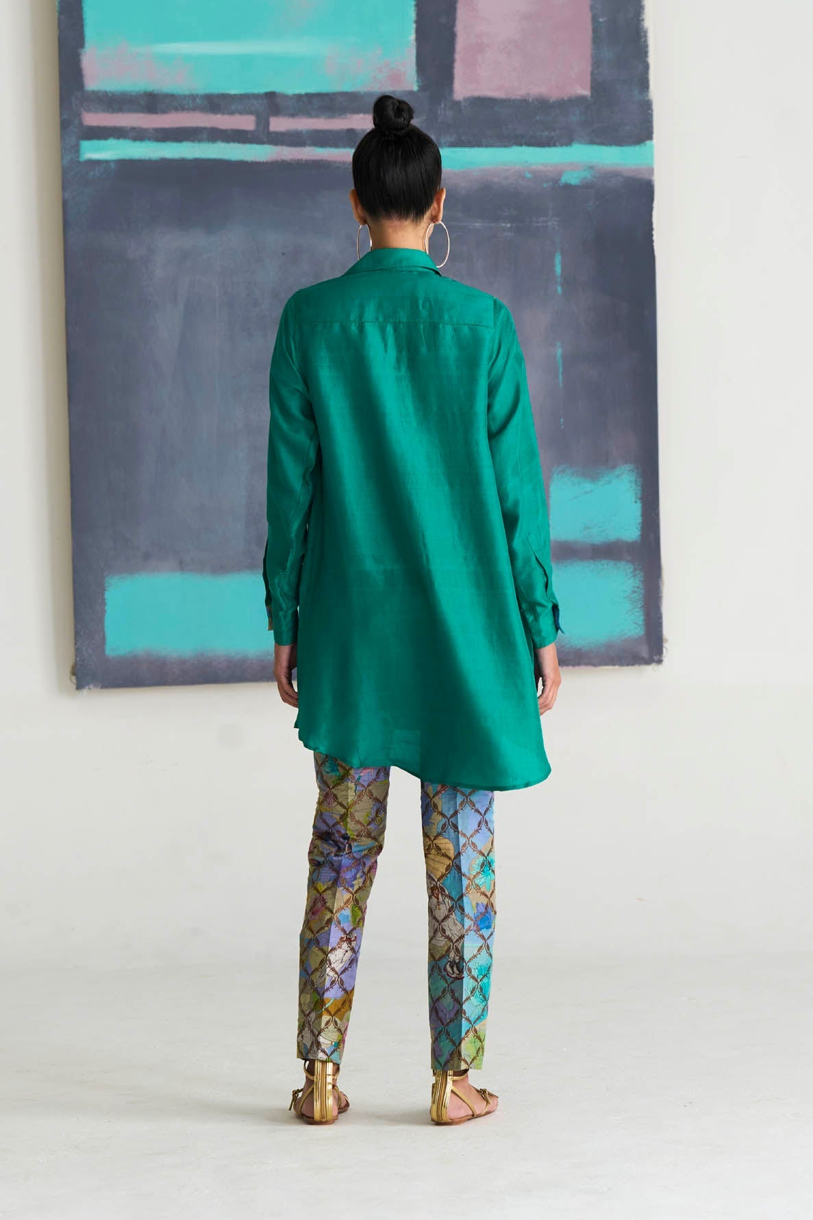 Premium Oversized Silk Shirt in Aqua Green - Elegant Loose Fit Blouse for Women - Perfect for Casual Outings, Office Wear & Special Occasions