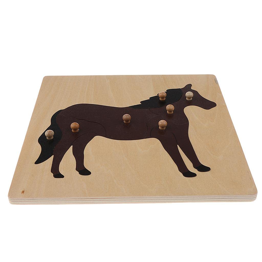 Montessori Wooden Animal Peg Puzzle Toy for Kids - Horse Jigsaw Puzzle, Educational Learning Toy for Toddlers & Preschoolers - Perfect for Classroom, Homeschooling & Pretend Play