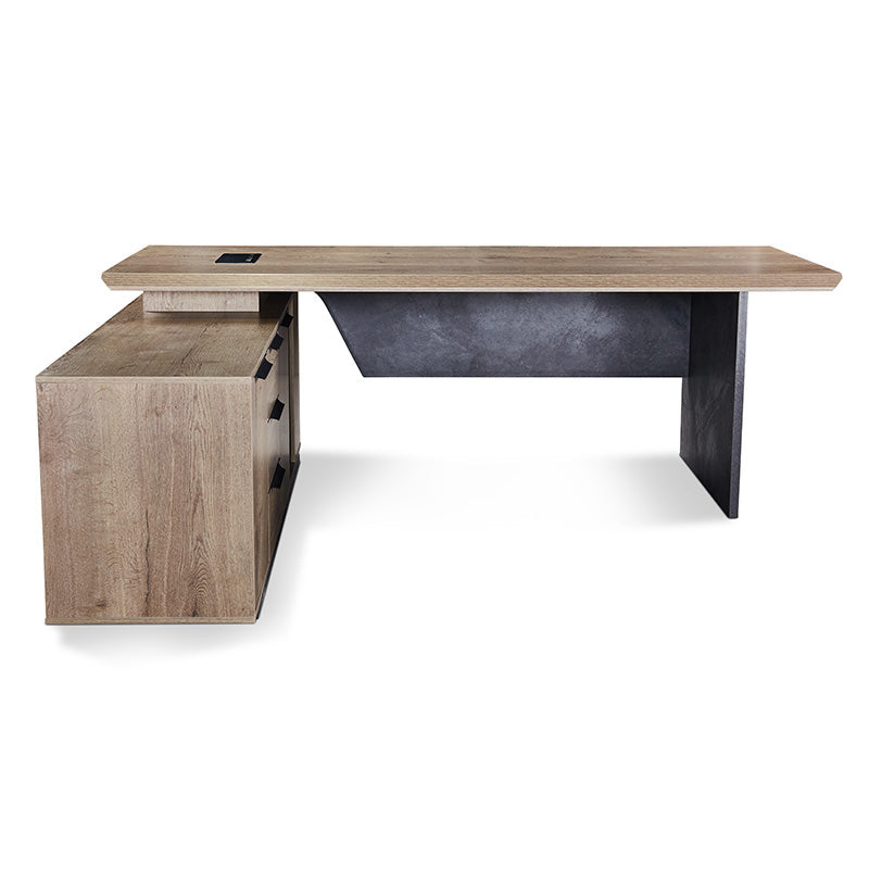 HAMLIN Executive Office Desk with Left Return - 2.2M Tobacco Finish - Modern L-Shaped Workstation for Home Office & Business Use