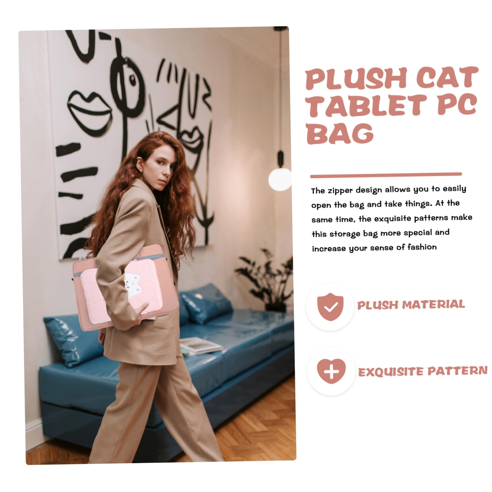 UKCOCO Plush Tablet & Laptop Storage Bag - Soft Computer Case for Home, Office & Travel - Cute Cartoon Holder for MacBook, iPad & Accessories - Perfect for Work, School & Daily Commute