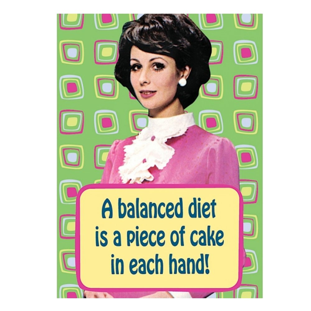Retro Humour Metal Refrigerator Magnet - Funny Novelty Gift for Kitchen, Office & Home Decor - Balanced Diet Quote Fridge Accessory