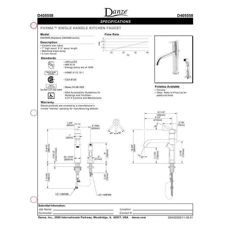 Danze Parma Chrome Single Handle Modern Kitchen Faucet with Pull Down Sprayer - Sleek Cylindrical Design for Contemporary Kitchens, Perfect for Cooking, Washing Dishes & Filling Pots
