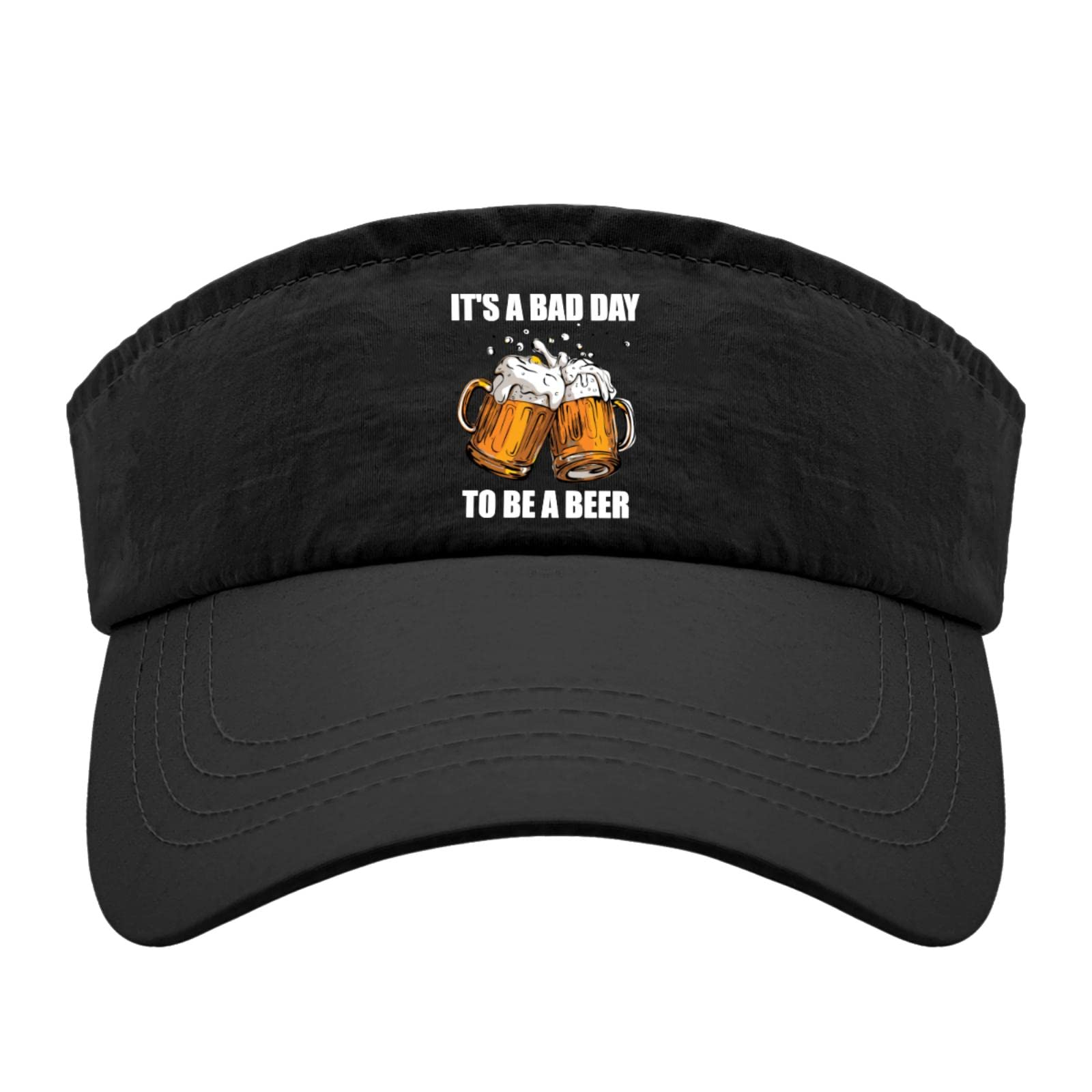 UV Protection Sun Visor Hat for Men - Bad Day to Be A Beer Sports Cap with Wide Brim | Perfect for Golf, Fishing, Running & Outdoor Activities