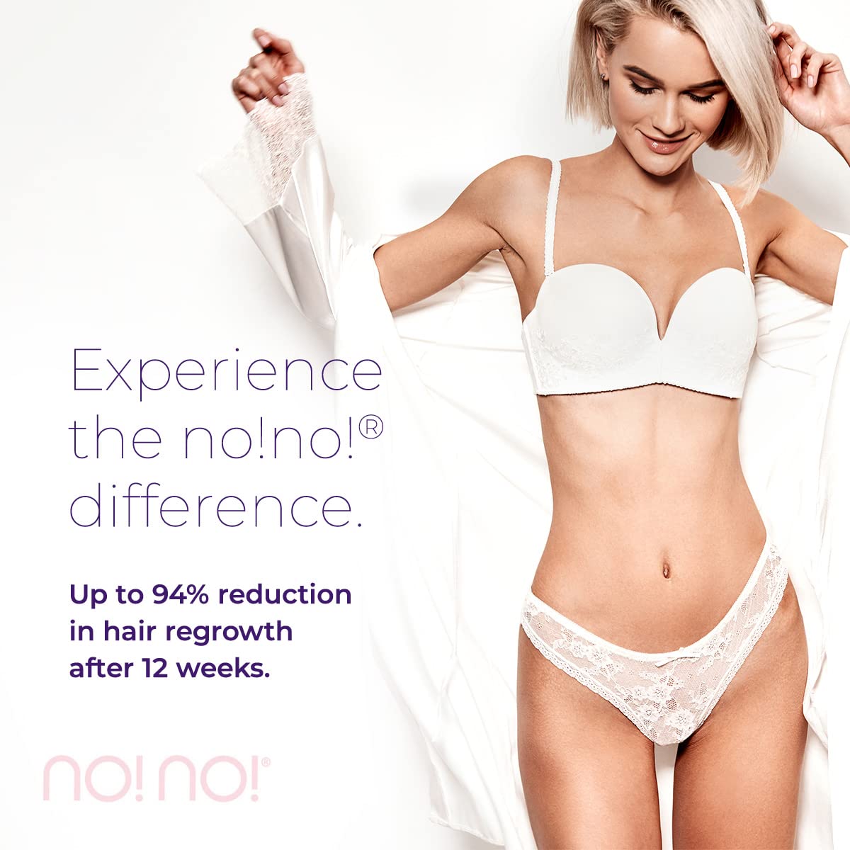 NO!NO! Pro Hair Removal Device Basic Kit - Permanent Hair Removal System for Women & Men with Buffer & Tip Attachments - Painless Facial & Body Hair Remover (Pink) - At-Home Salon Smooth Skin Solution for Legs, Bikini Line & Underarms