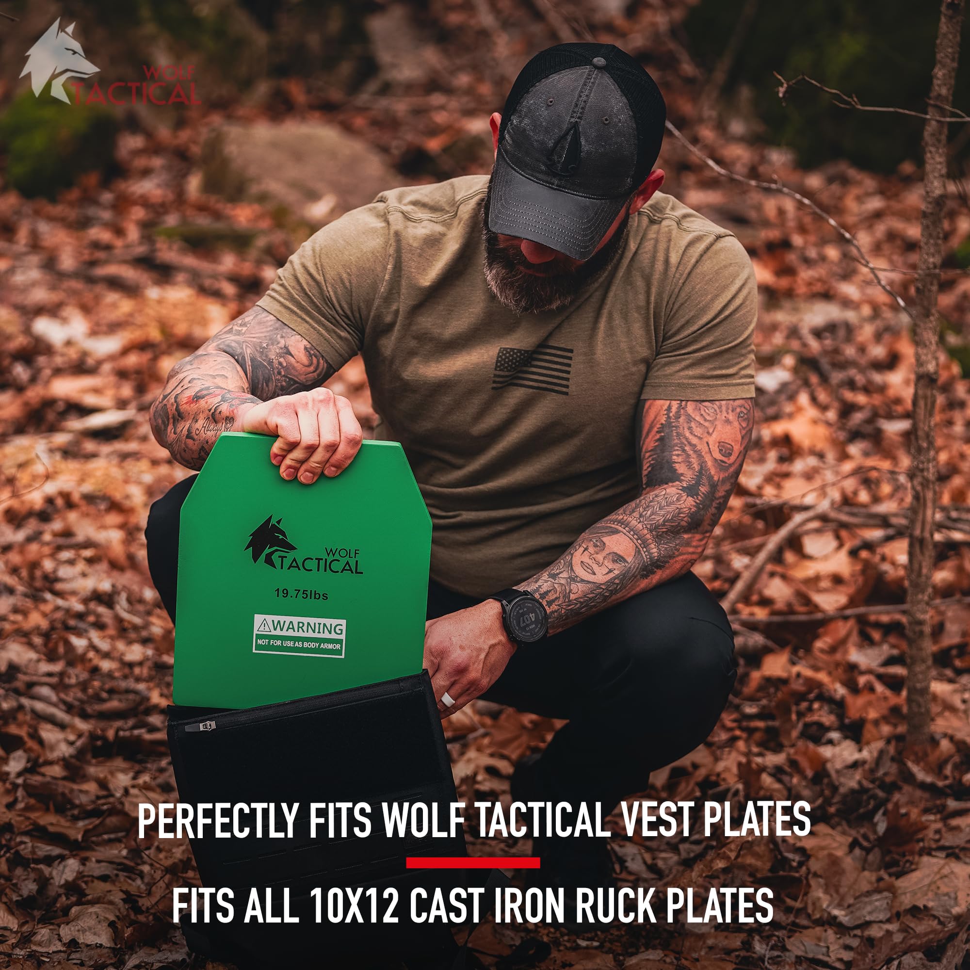 WOLF TACTICAL Weighted Backpack for Rucking - Adjustable Fitness Backpack with Weight Plate Pockets for Running, Hiking & Strength Training - Perfect for Outdoor Workouts, Military Training & CrossFit