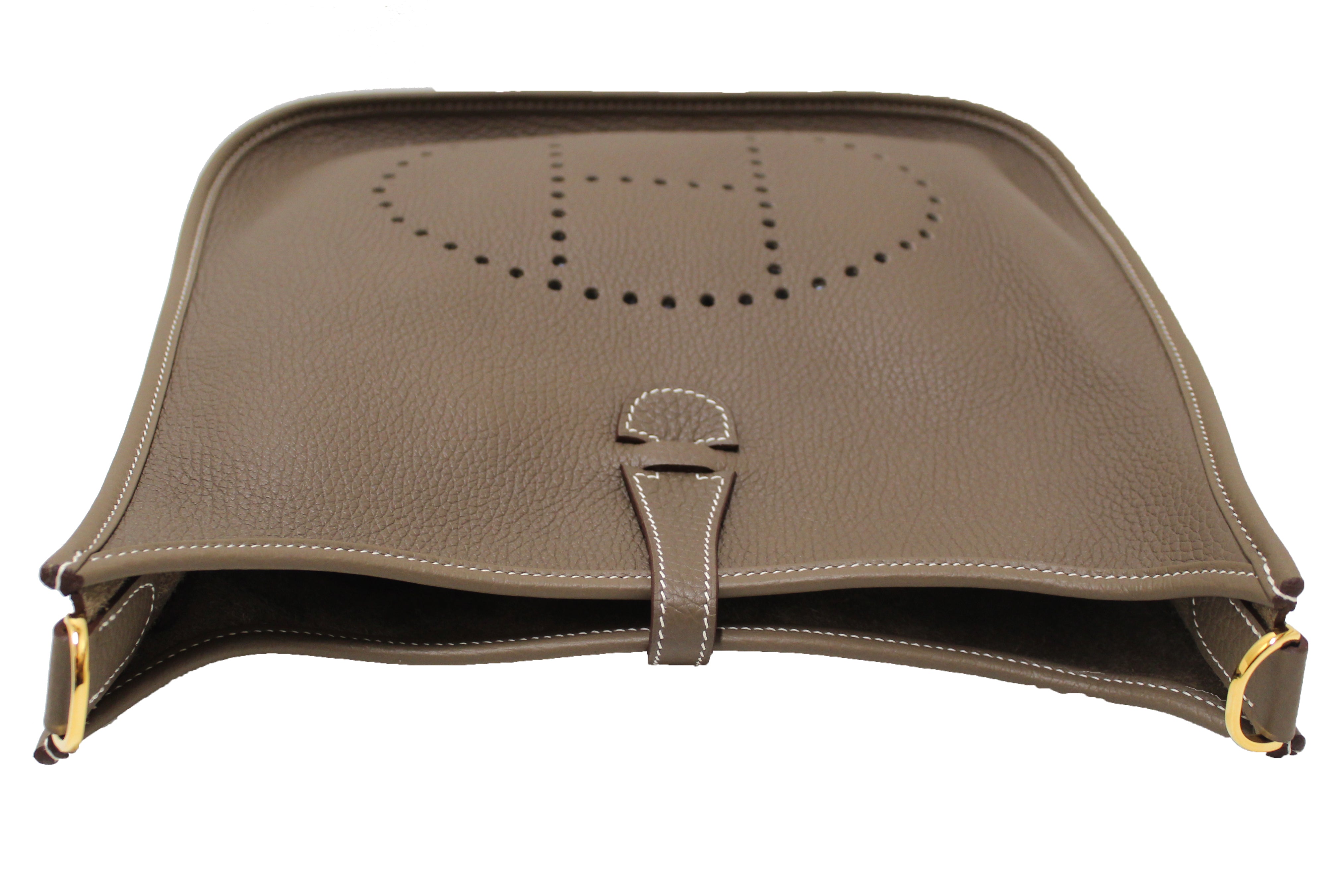Authentic Hermes Evelyne PM III Bag - Genuine Etoupe Togo Leather Crossbody Messenger Purse for Women | Luxury Designer Handbag for Work, Travel & Everyday Use