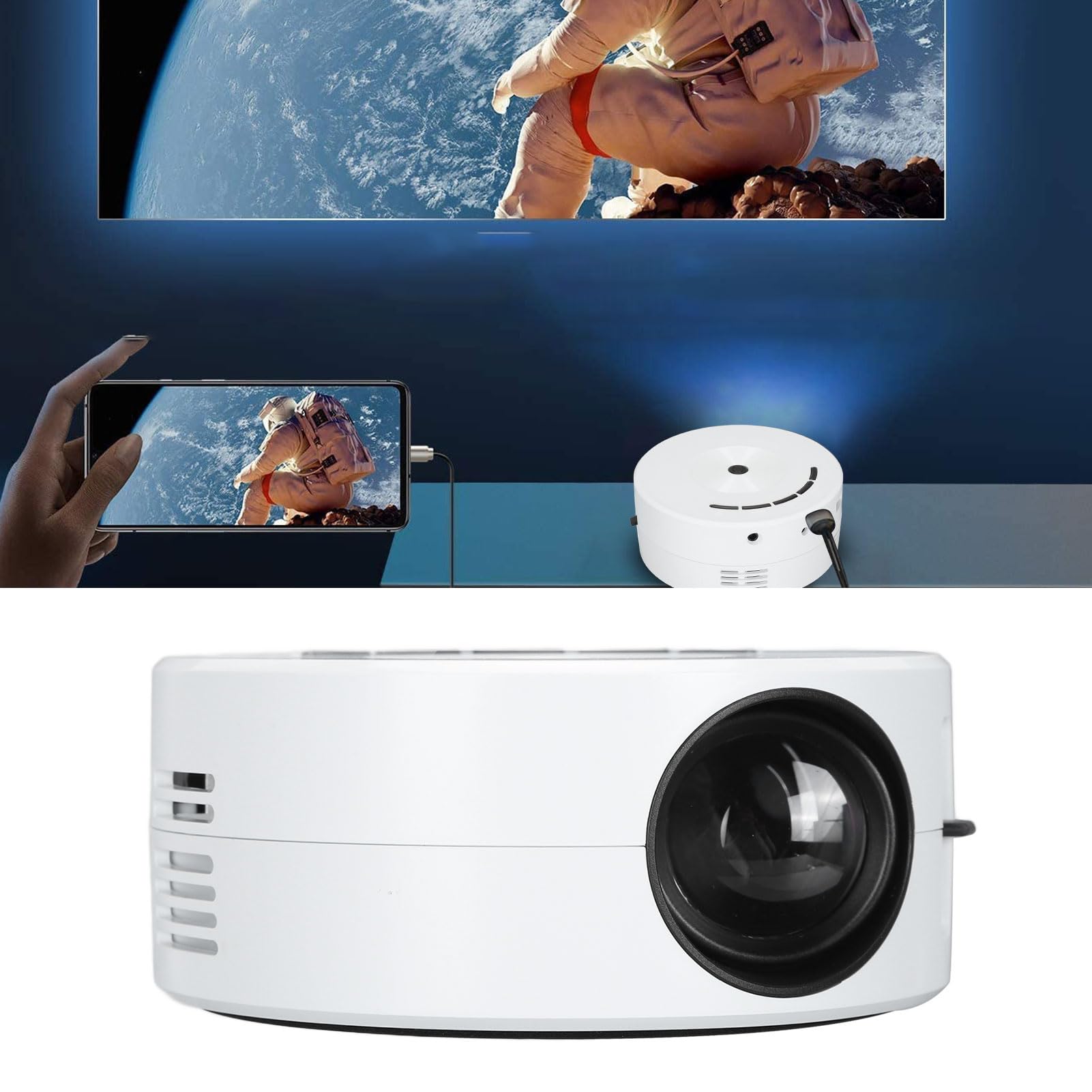 Mini Projector - Full HD 1080P Portable Outdoor Projector for Home Theater, Movies & Gaming | Compatible with Android, iOS, Tablets & TV Stick | Perfect for Backyard Movie Nights, Camping & Kids Birthday Parties