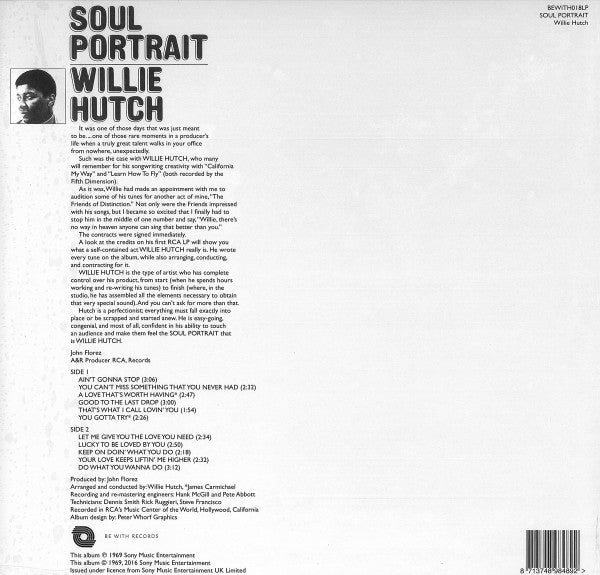 Willie Hutch - Soul Portrait LP Vinyl Record Album Limited Edition Reissue Remastered 180g Mint Condition - Perfect for Soul Music Collectors & Vinyl Enthusiasts