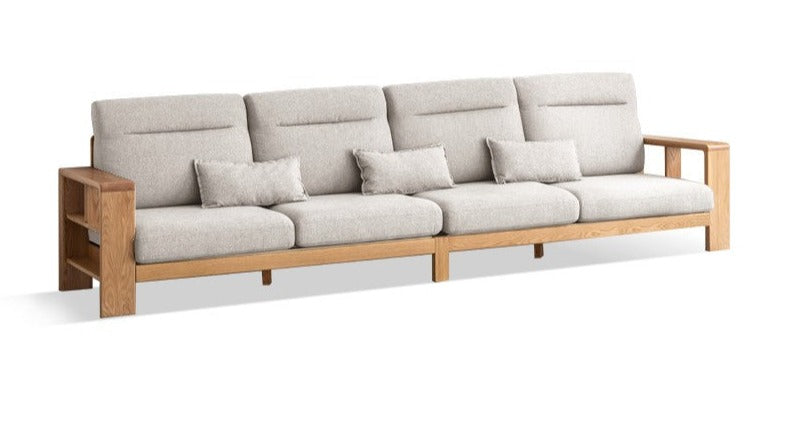 Premium Oak Solid Wood Sectional Sofa Set - Modern L-Shaped Couch with Storage for Living Room, Lounge & Family Room - Durable Hardwood Furniture for Home Decor