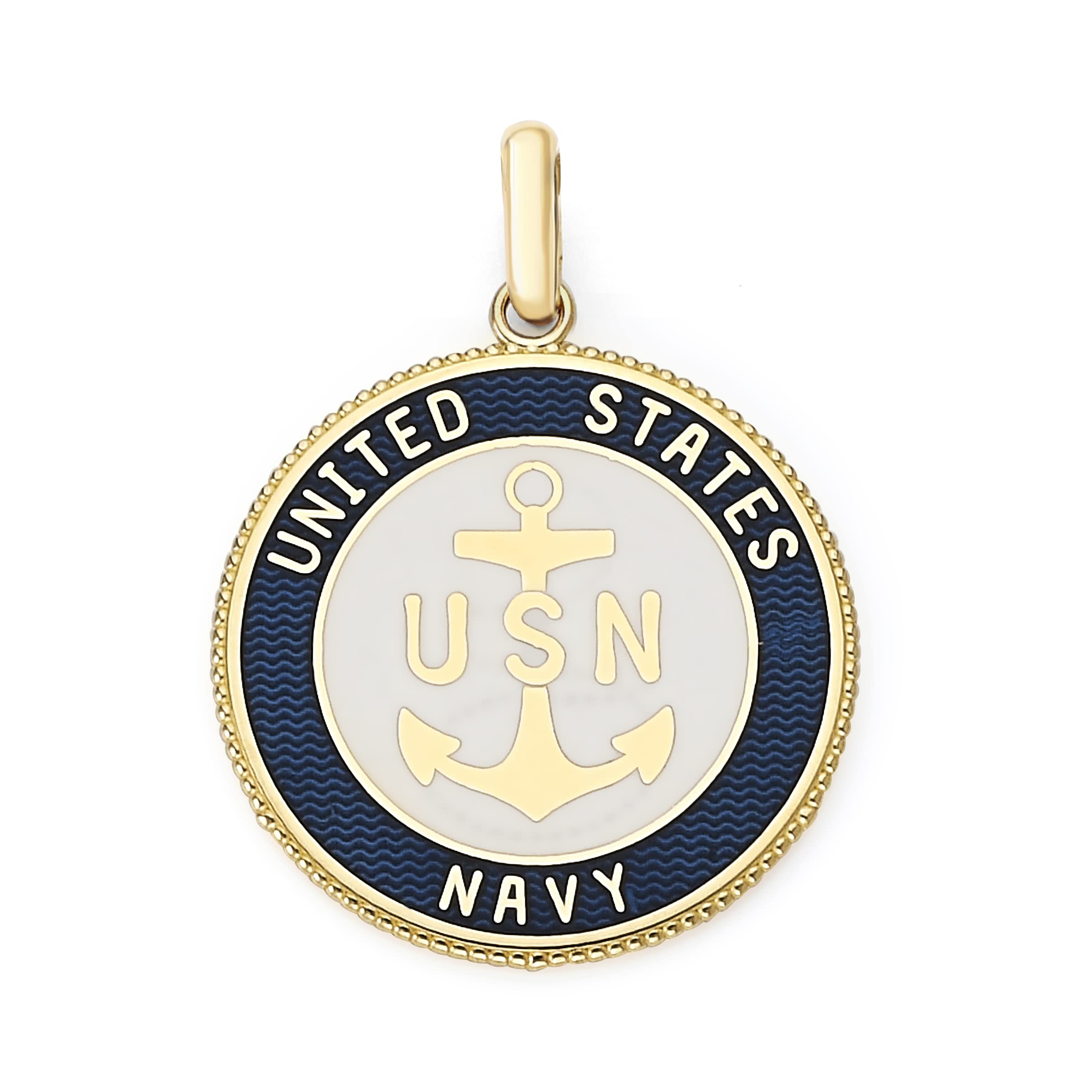 14k Solid Gold US Navy Double Sided Pendant Necklace with Lord's Prayer Engraved - Handcrafted in USA - Perfect for Military Gifts, Religious Jewelry & Everyday Wear