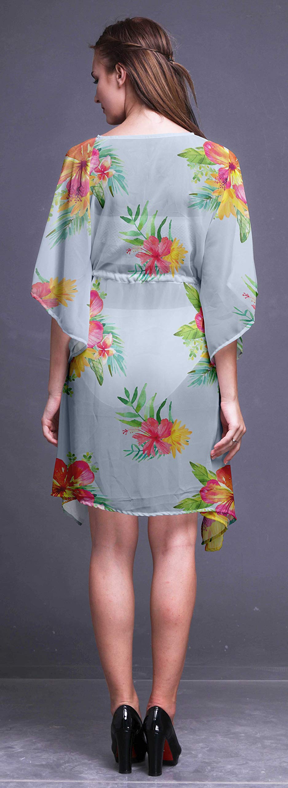 Bimba Women's Short Caftan Midi Dress - Beach Cover Up, Swimwear Wrap, Boho Summer Dress for Pool, Vacation & Resort Wear