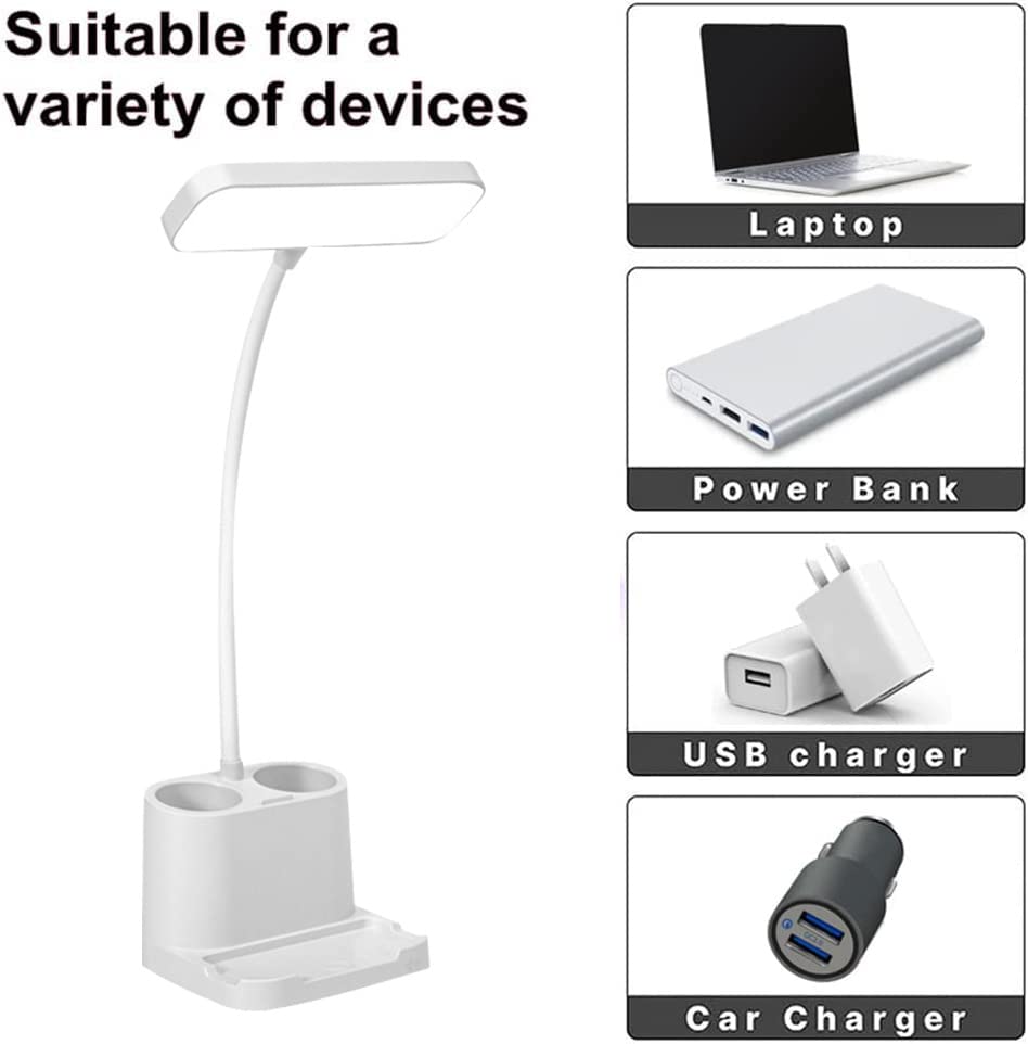 LED Desk Lamp with Touch Control & Stepless Dimming - 3 Color Modes, Pen Holder & Night Light - Adjustable Gooseneck Study Lamp for Home Office, Reading, Writing, and Nighttime Use