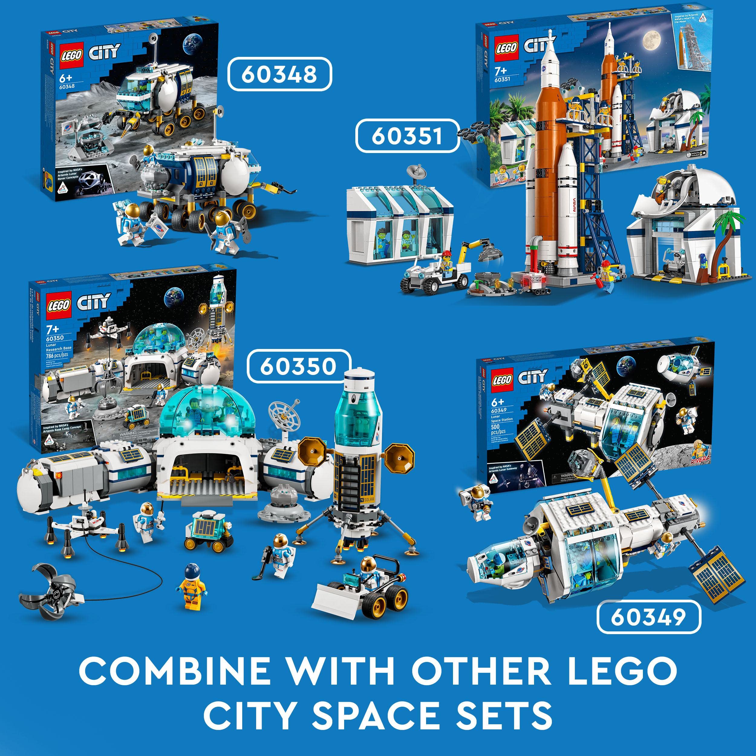 LEGO 60348 City Lunar Exploration Vehicle | NASA-Inspired Space Toys for Kids Ages 6+ | Astronaut Minifigures | STEM Learning & Imaginative Play