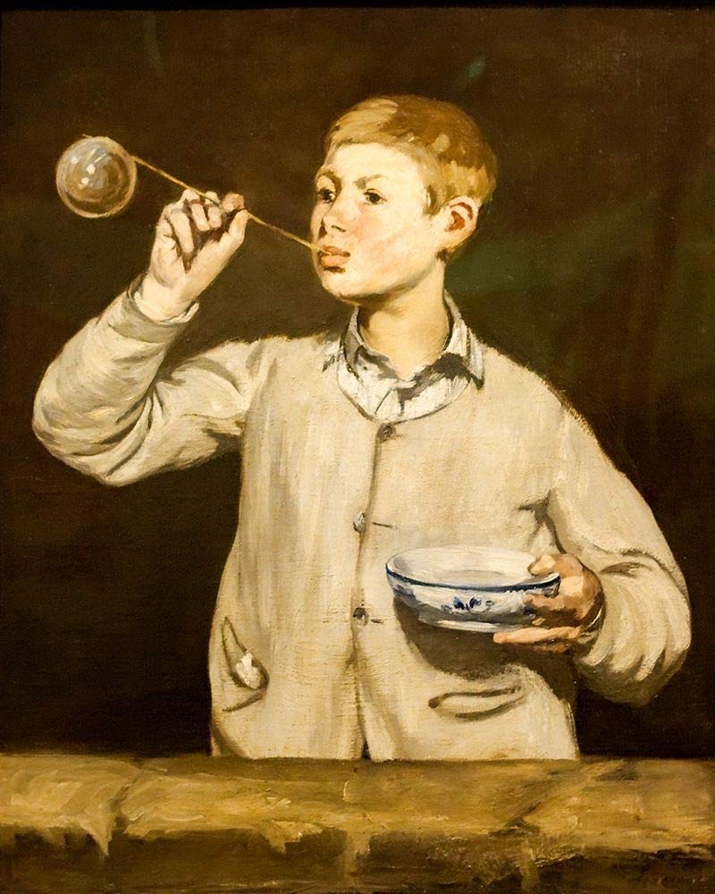 Edouard Manet Boy Blowing Bubbles Art Poster Print - 24x36 Inches, Multicolor Wall Decor for Living Room, Bedroom & Office