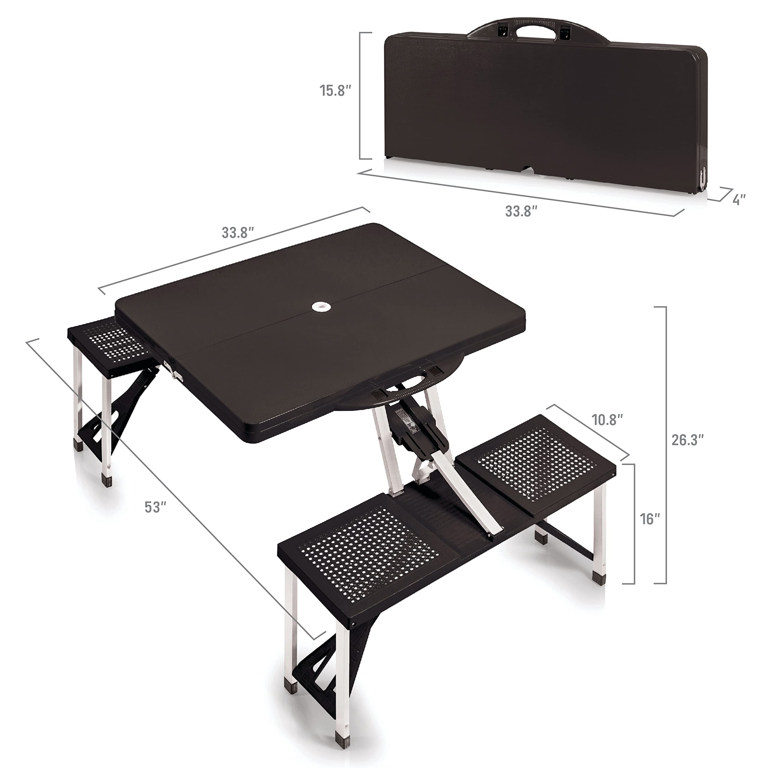 PICNIC TIME NFL Portable Folding Picnic Table with 4 Seats & Umbrella - Perfect for Tailgating, Camping, Beach & Outdoor Parties