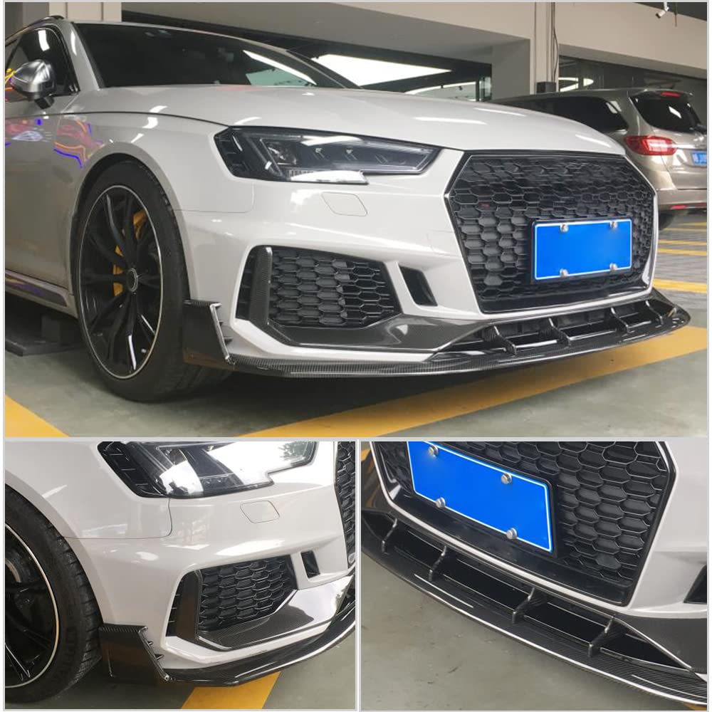 Carbon Fiber Front Bumper Lip for Audi RS4 2019 | OEM Style Chin Spoiler | Body Kit Upgrade | Enhanced Aerodynamics & Sporty Look | Perfect for Car Enthusiasts & Street Racing