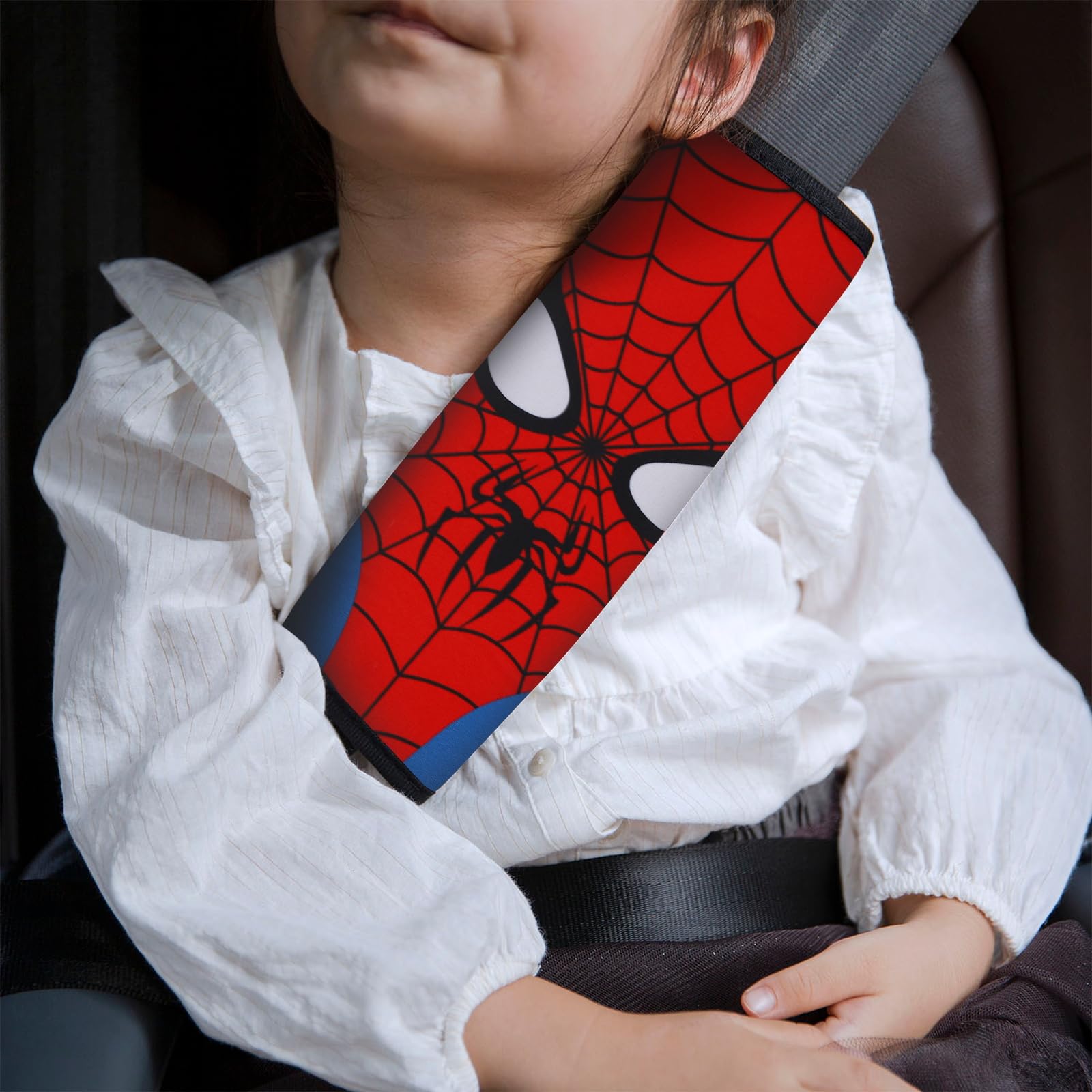 YR Kids Seat Belt Cover - Soft Comfort Car Seat Belt Cushion for Children with Cute Cartoon Spider Design - 1 Pack - Perfect for Road Trips, School Runs & Family Travel