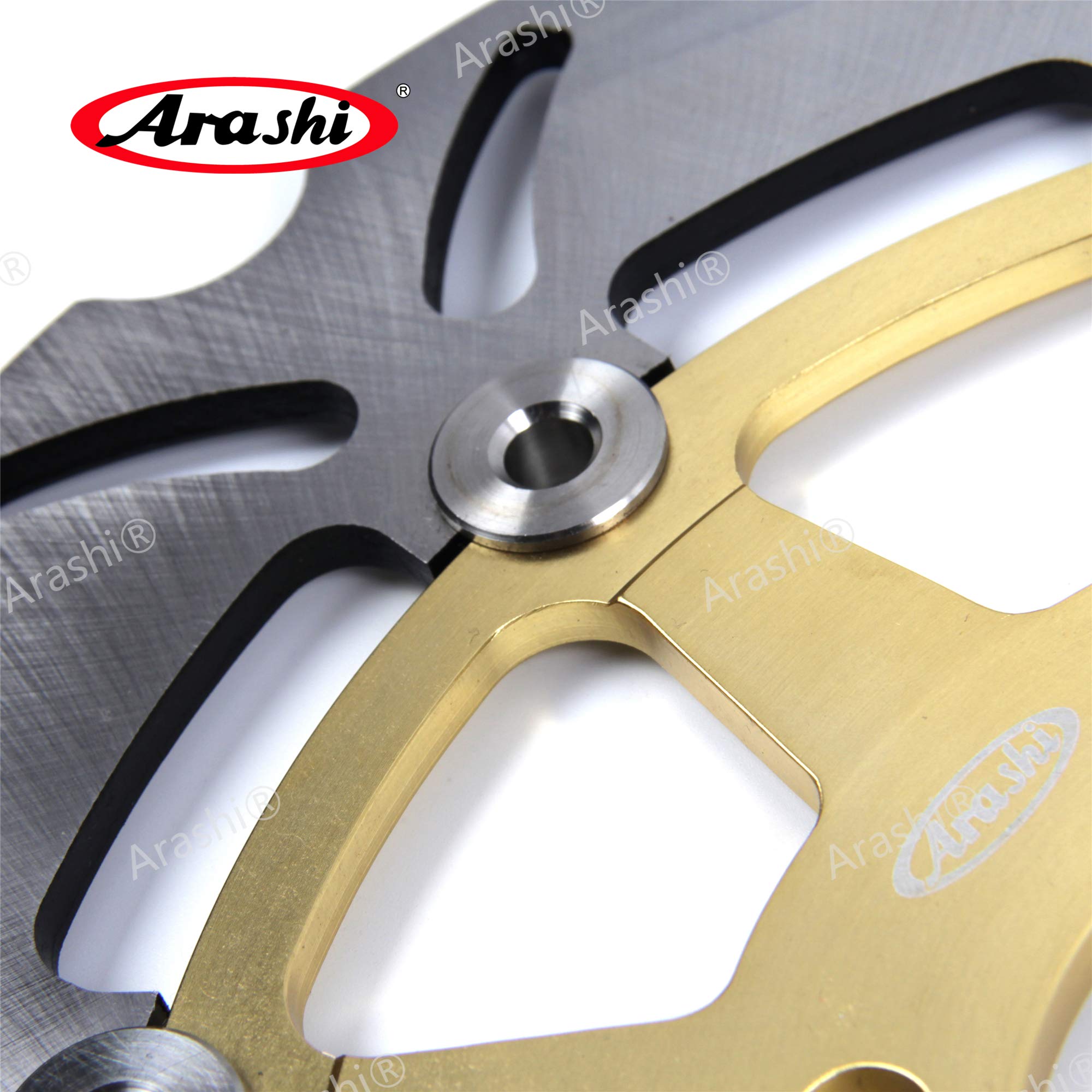 Suzuki GSXR 1000 2003-2004 K3 K4 Front & Rear Gold Brake Discs Rotors - High Performance Motorcycle Replacement Parts for GSX-R1000 - Perfect for Racing, Street Riding and Daily Commuting