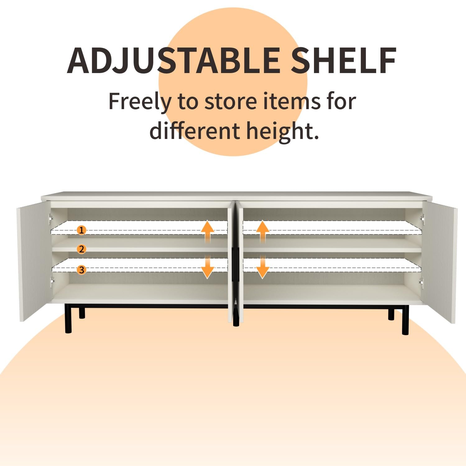 Modern Fluted-Door TV Stand for 80 Inch TVs - Entertainment Center with Storage & Adjustable Shelves - 70