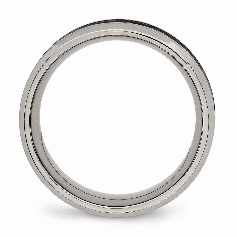 Premium Solid Titanium Men's Wedding Band Ring with Black/Green Carbon Fiber Inlay - Comfort Fit Design for Everyday Wear, Anniversary Gift & Special Occasions