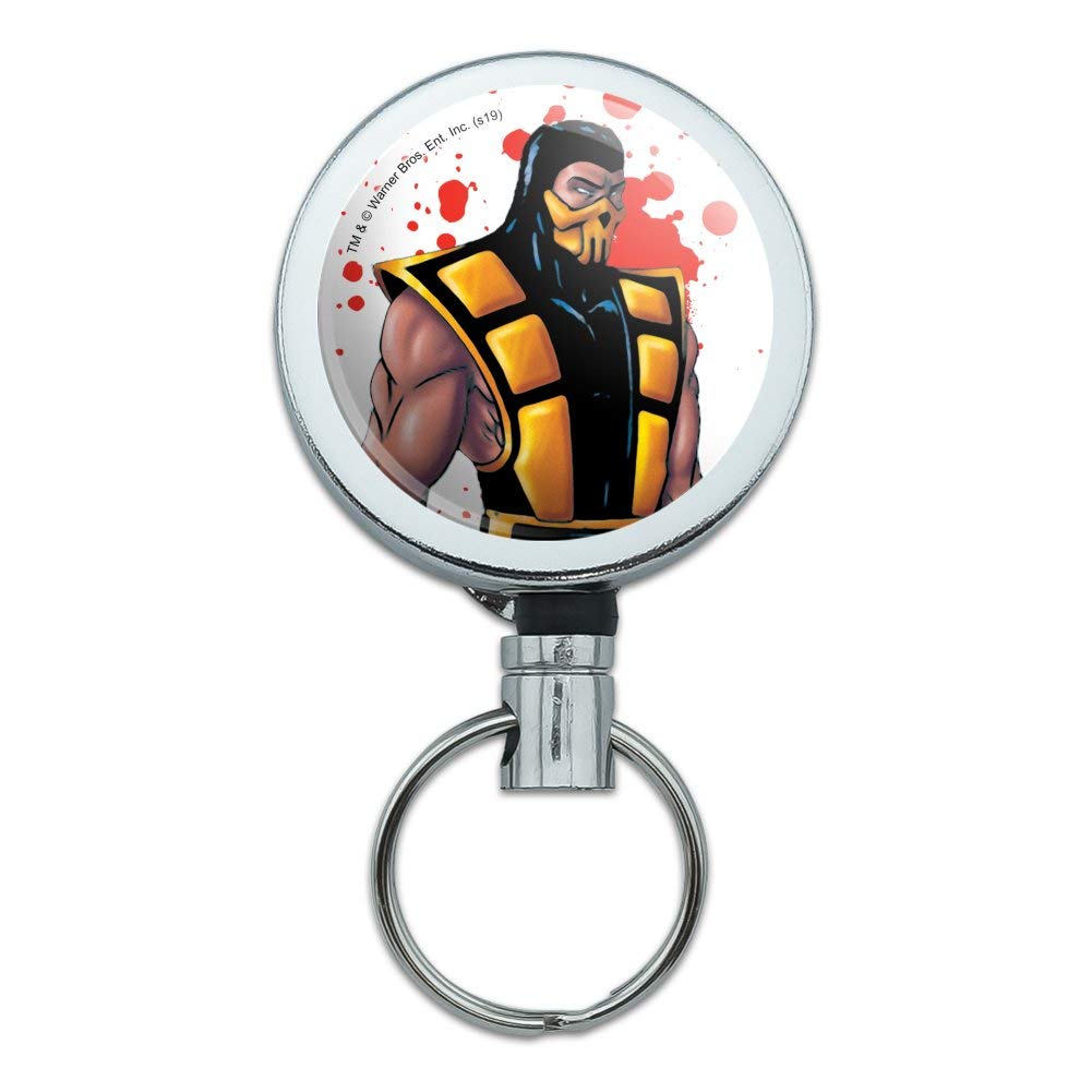 Mortal Kombat Scorpion ID Badge Holder - Heavy Duty Metal Retractable Key Card Reel with Belt Clip - Perfect for Gaming Conventions, Cosplay & Office Security Access