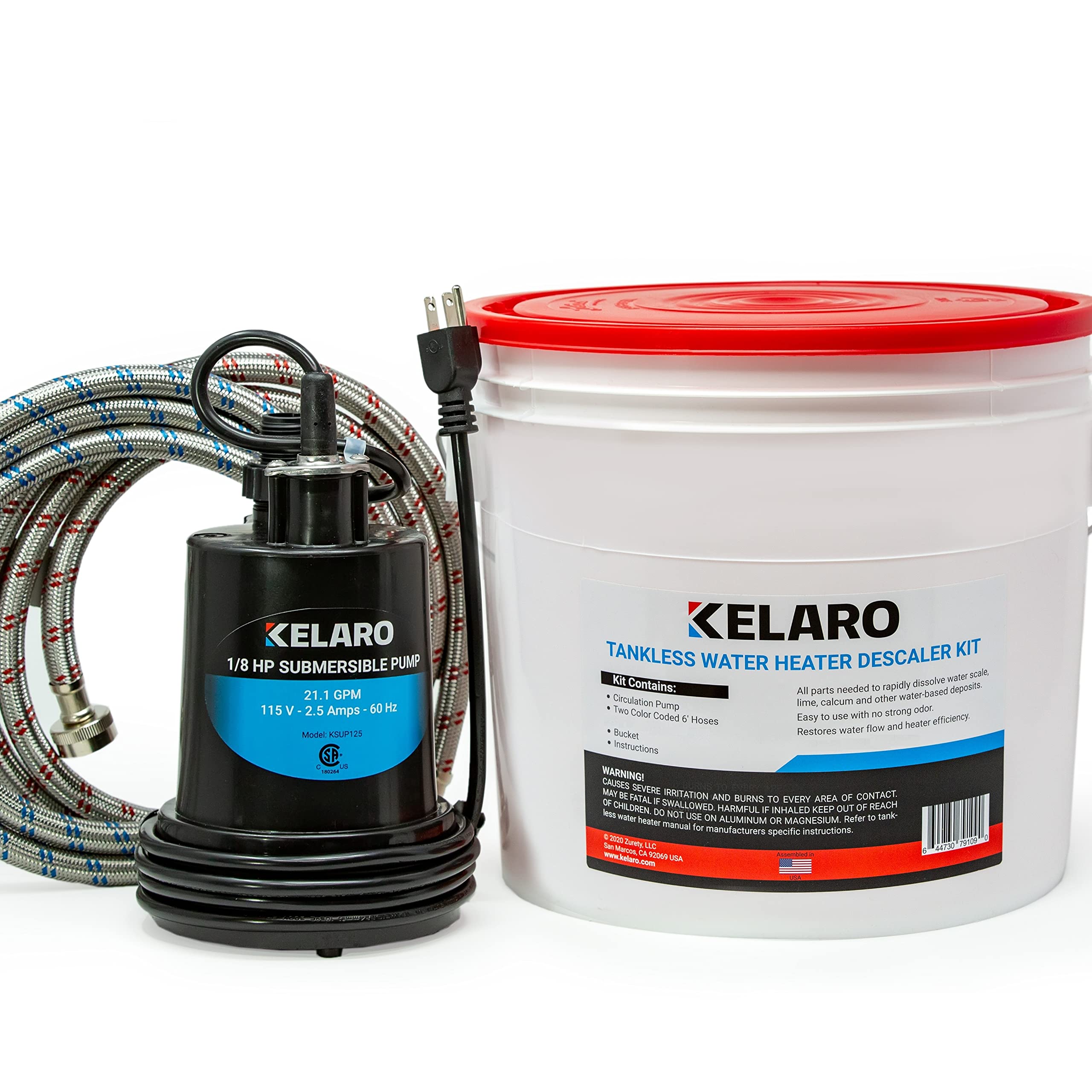 Kelaro Tankless Water Heater Flushing Kit with Vinegar Descaler - Professional Descaling & Maintenance Kit for Rinnai, Noritz, Takagi - Perfect for Home & RV Use