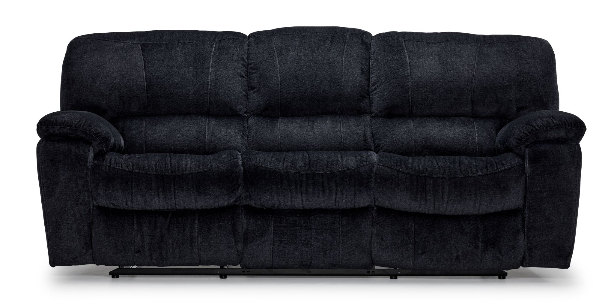 Comfortable Burma Reclining Sofa in Graphite - Modern Linen Fabric Sectional Couch with Adjustable Headrest and Cup Holders - Perfect for Living Room, Home Theater, and Family Gatherings