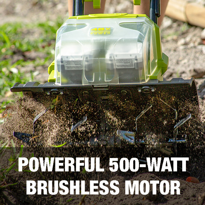Sun Joe 48V IONMAX Cordless Garden Tiller & Cultivator Kit with 2 x 4.0Ah Batteries & Fast Charger - Perfect for Home Gardening, Lawn Aeration & Soil Cultivation