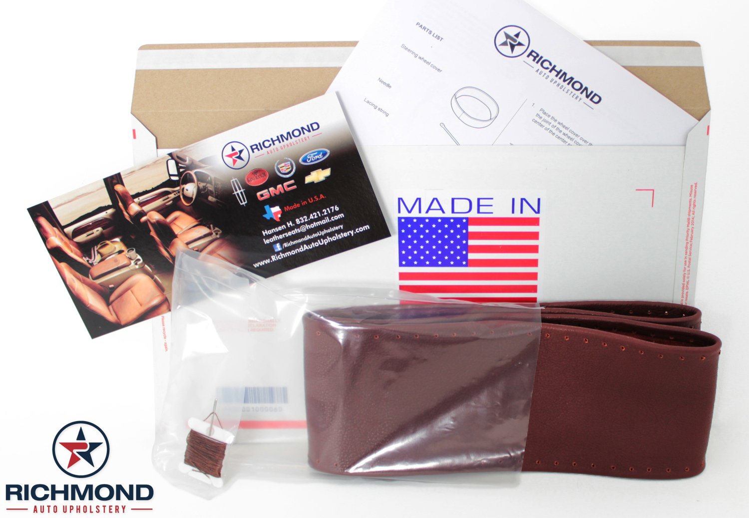 2008 Ford F250 F350 King Ranch Leather Steering Wheel Cover for Trucks