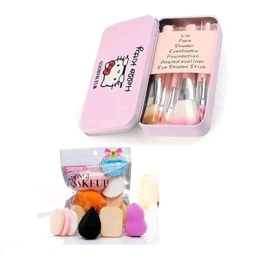 **Premium 7-Piece Pink Makeup Brush Set & 6-Piece Beauty Blender Sponge Kit (Colors May Vary) - Perfect for Professional Makeup Artists & Everyday Beauty Routine**    *(Use Cases: Ideal for flawless foundation application, contouring, blending eyeshadow, and achieving a seamless airbrush finish. Great for travel, home use, or professional makeup kits.)*