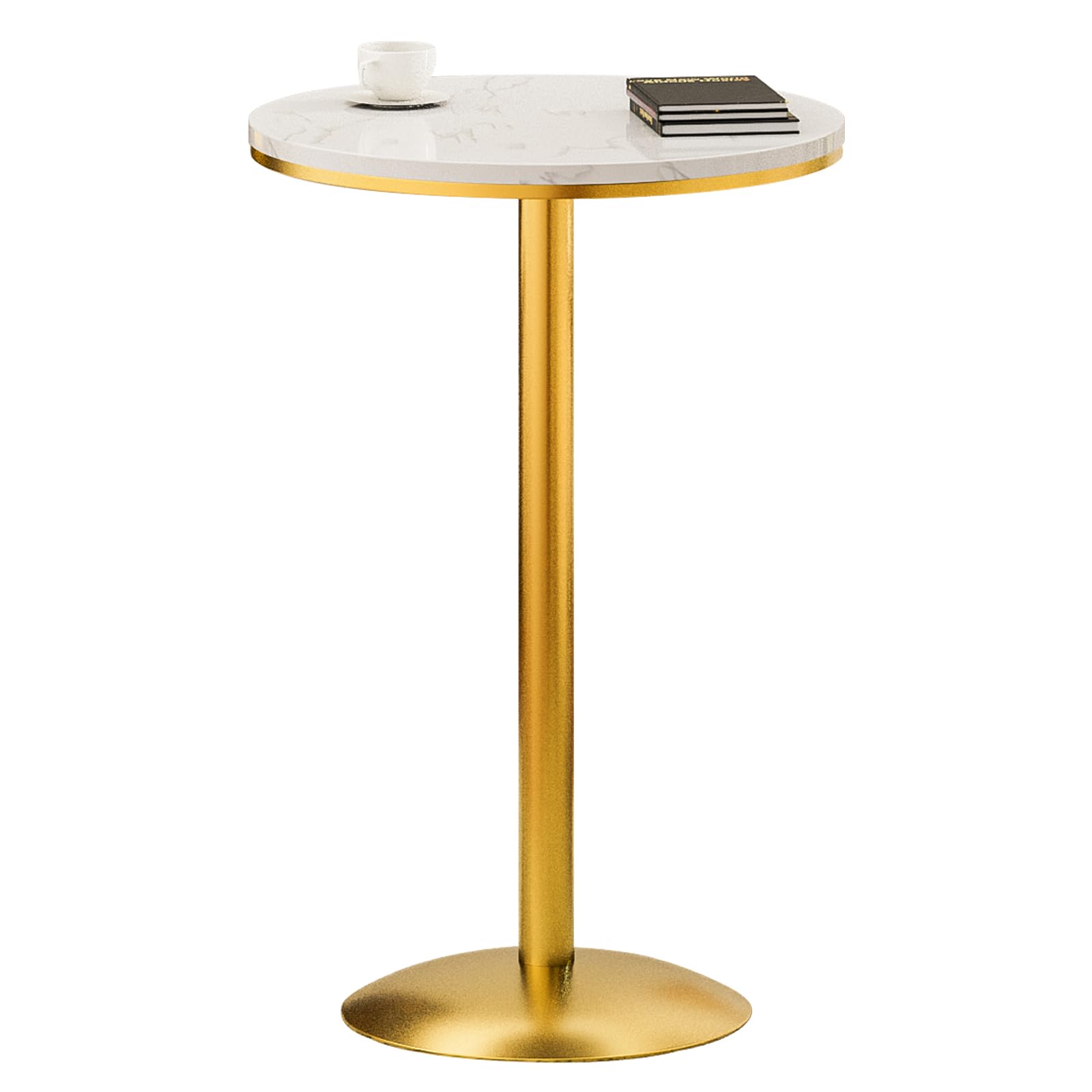 Gold Round Bar Table 22 Inch - Modern Marble High Top Pub Table with Non-Slip Stable Base - Perfect for Kitchen, Living Room, Dining Room & Bistro - Ideal for Parties, Cocktail Events & Home Decor (41 Inch Height)