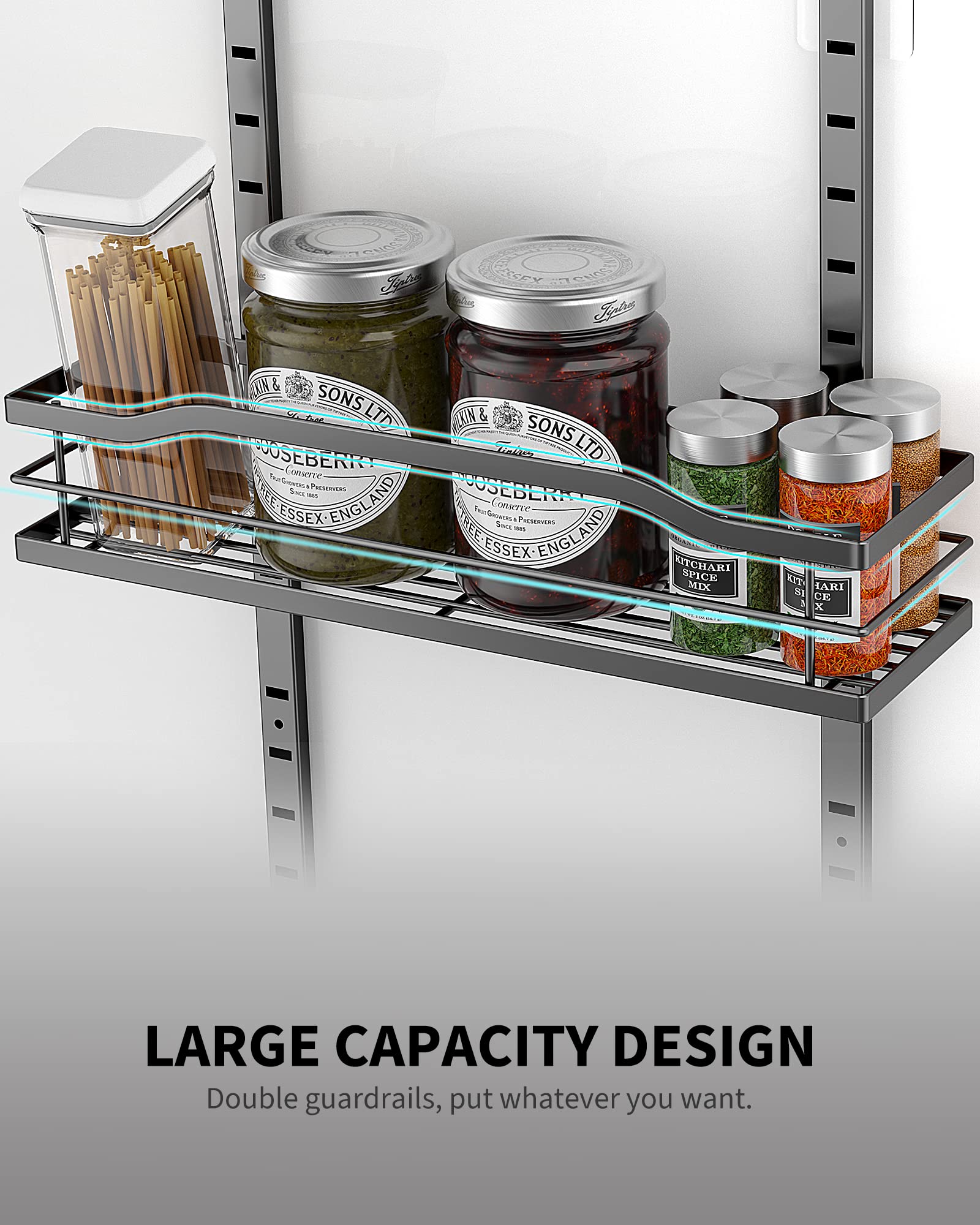 Moforoco 9-Tier Over The Door Pantry Organizer - Space Saving Hanging Storage Basket for Spices, Seasonings & Kitchen Essentials - Perfect for Pantry, Bedroom, Bathroom & Home Organization (Black)